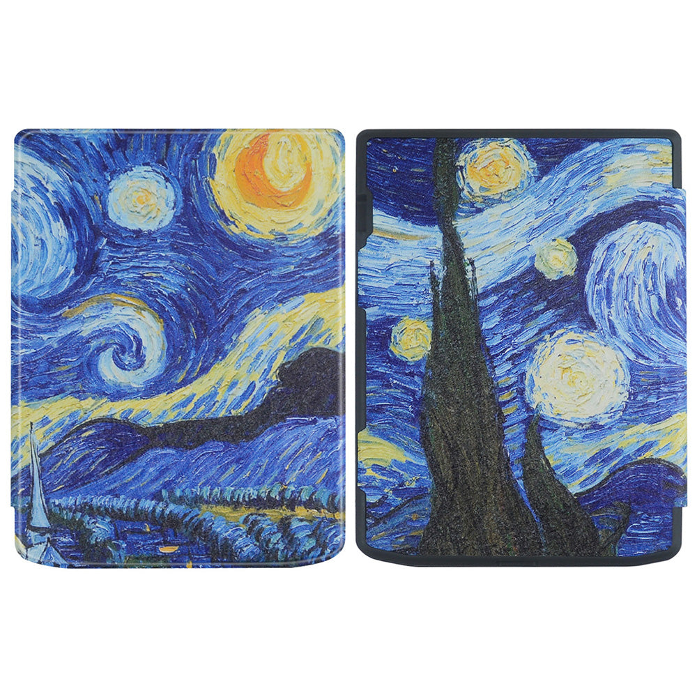 For PocketBook InkPad Color 2 / 3 PB743 E-Reader Case Pattern Printing PU Leather Flip Cover - Starry Sky