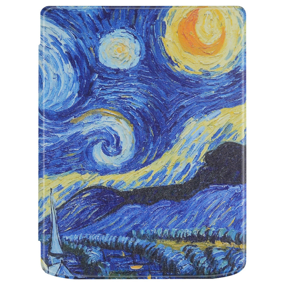 For PocketBook InkPad Color 2 / 3 PB743 E-Reader Case Pattern Printing PU Leather Flip Cover - Starry Sky