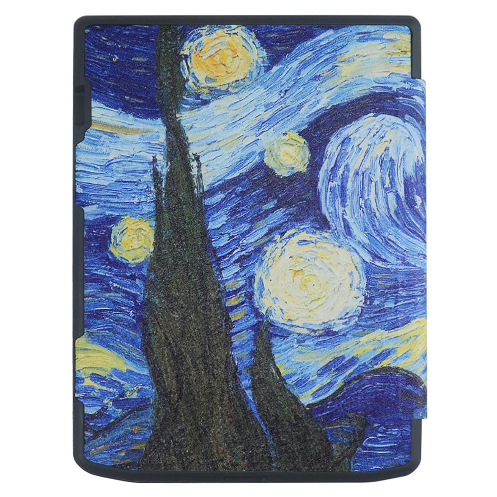 For PocketBook InkPad Color 2 / 3 PB743 E-Reader Case Pattern Printing PU Leather Flip Cover - Starry Sky
