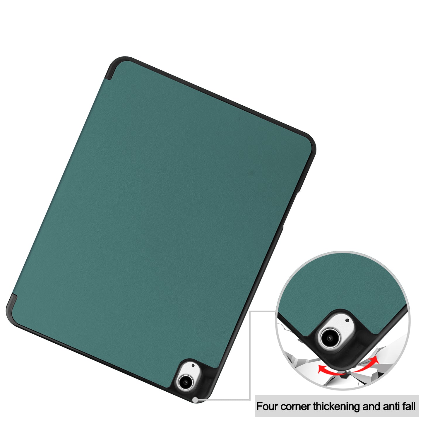 For iPad Air 13 (2024) Leather Case Tri-fold Stand Tablet Cover with Pen Slot - Blackish Green