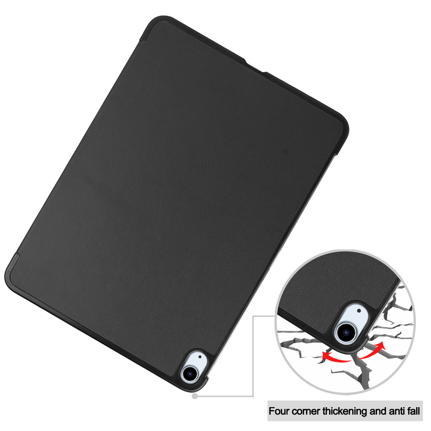 For iPad Air 13 (2024) Case Auto Wake / Sleep Tri-fold Stand Leather Tablet Cover - Black