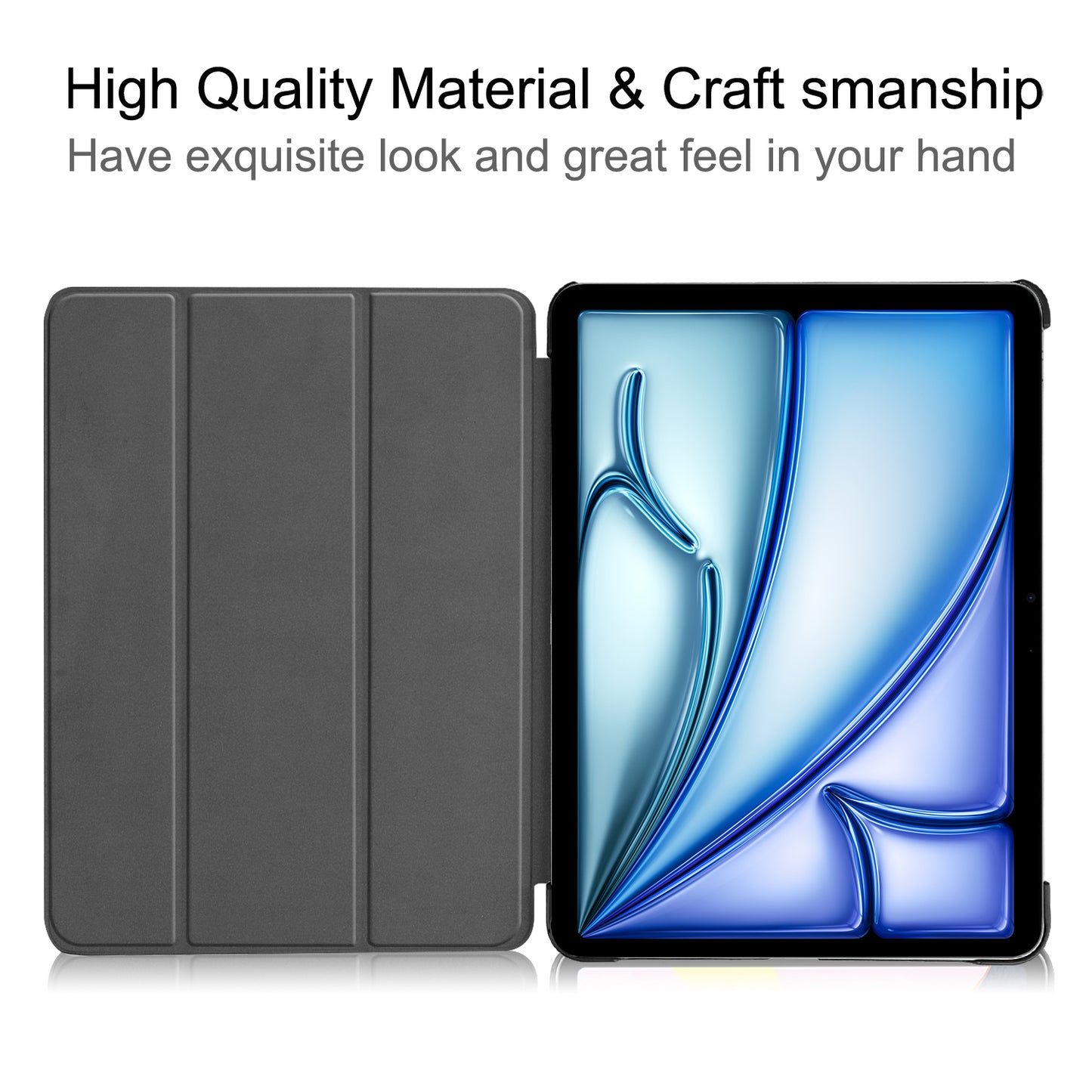 For iPad Air 13 (2024) Case Auto Wake / Sleep Tri-fold Stand Leather Tablet Cover - Blue