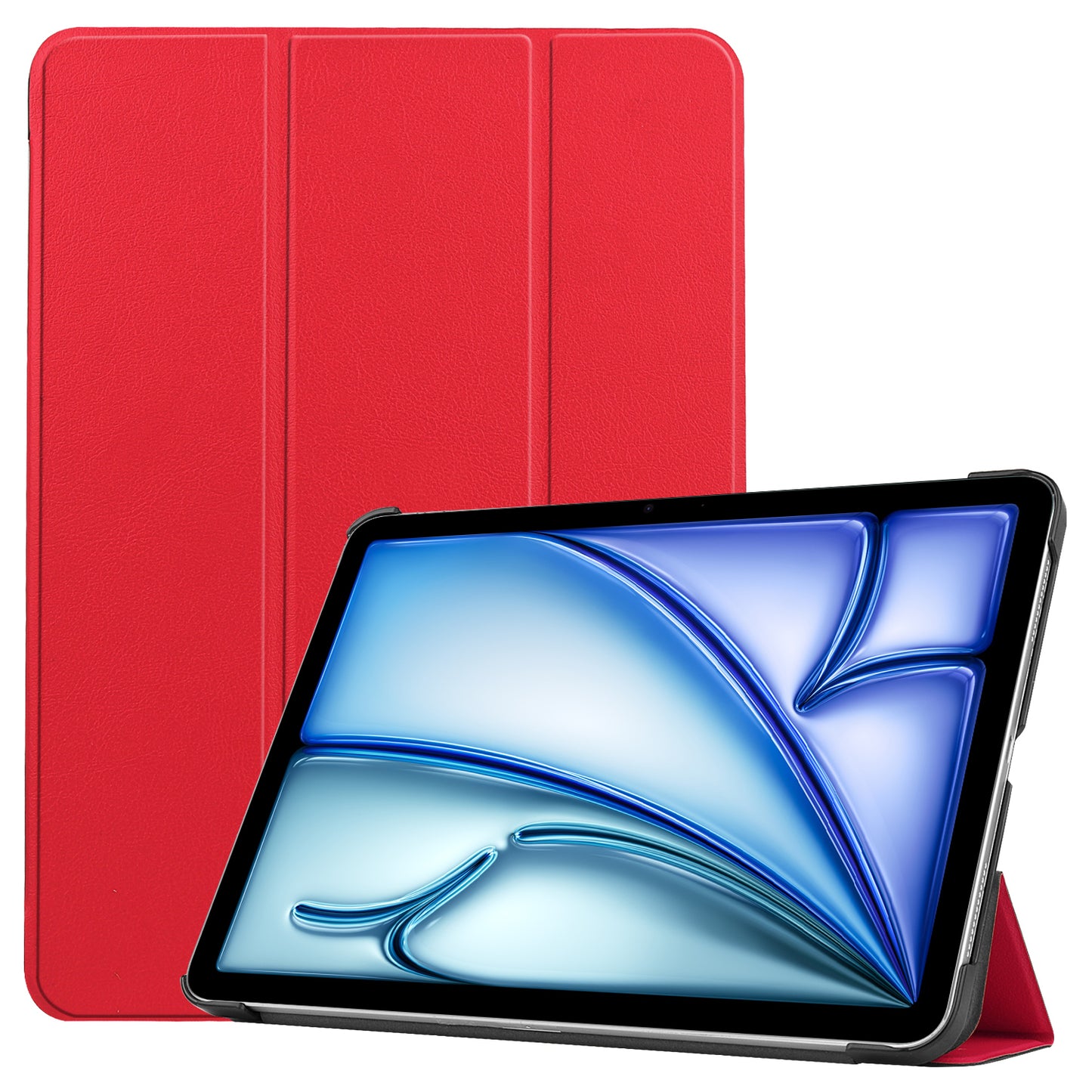 For iPad Air 13 (2024) Case Auto Wake / Sleep Tri-fold Stand Leather Tablet Cover - Red