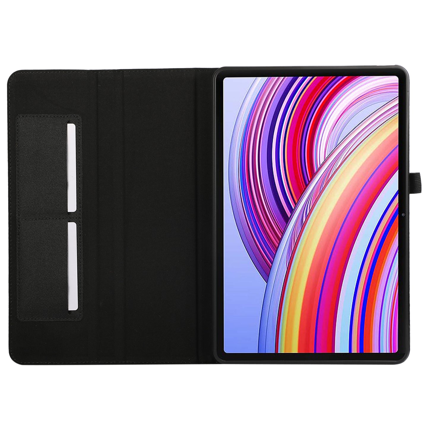 For Xiaomi Redmi Pad Pro Card Holder Cloth Texture Leather Case Tablet Stand Cover - Black