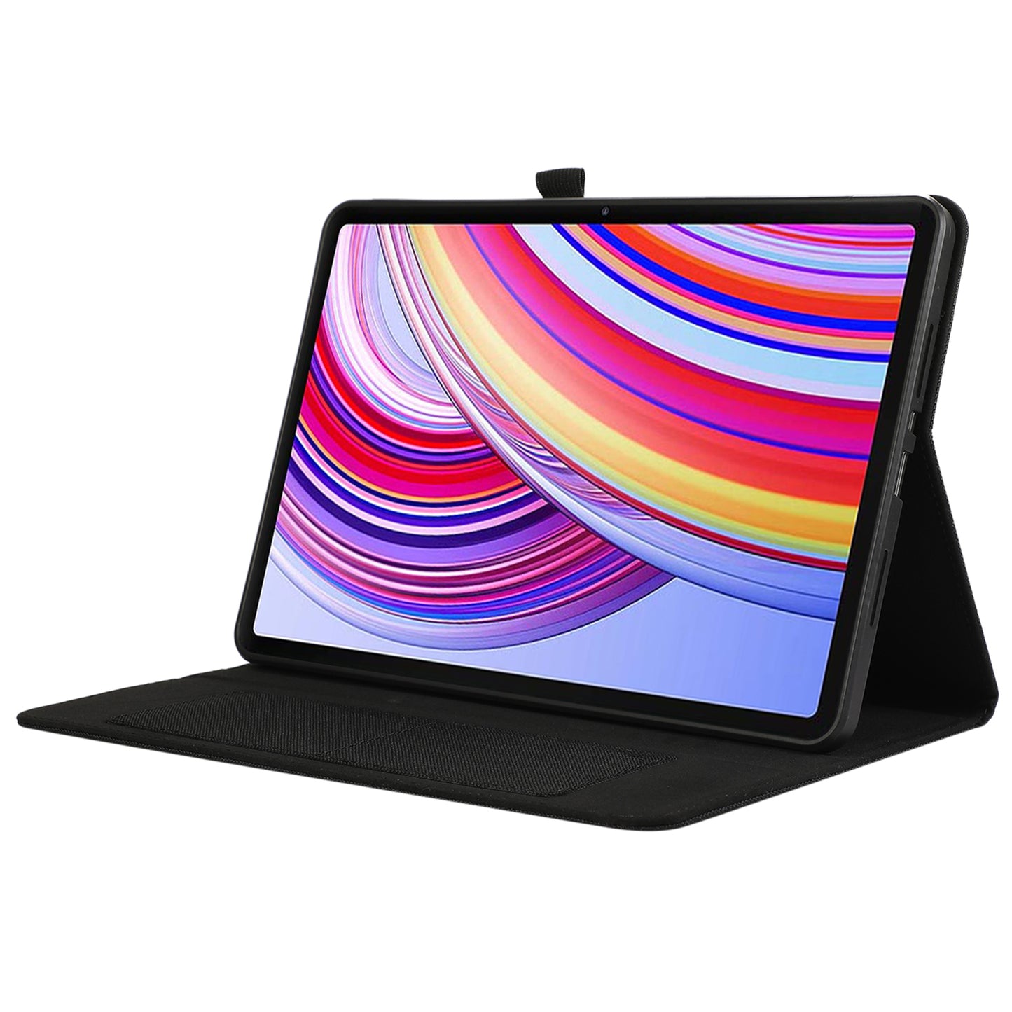 For Xiaomi Redmi Pad Pro Card Holder Cloth Texture Leather Case Tablet Stand Cover - Black