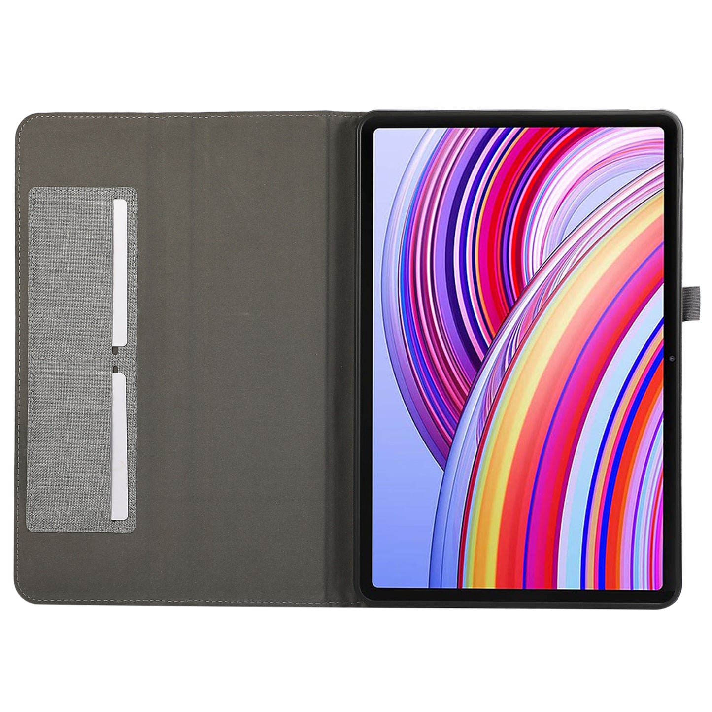 For Xiaomi Redmi Pad Pro Card Holder Cloth Texture Leather Case Tablet Stand Cover - Grey