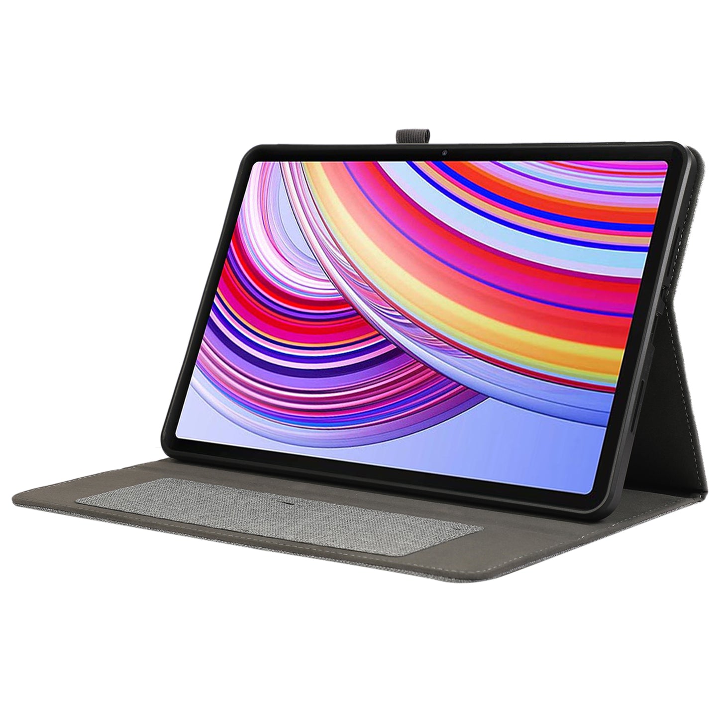 For Xiaomi Redmi Pad Pro Card Holder Cloth Texture Leather Case Tablet Stand Cover - Grey