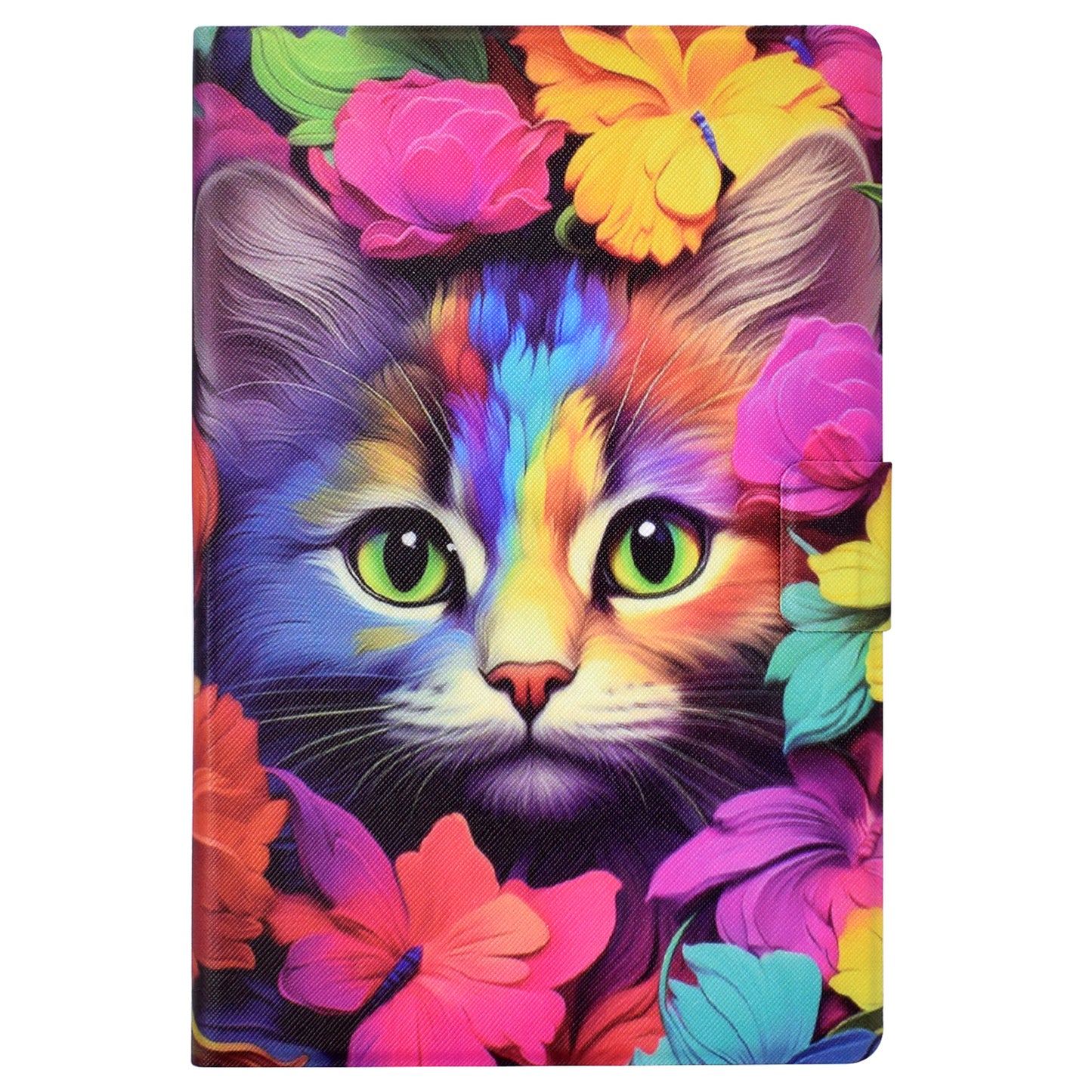 For Samsung Galaxy Tab A7 10.4 (2020) T500 / T505 Case Pattern Auto Wake / Sleep Tablet Cover with Card Holder - Rose Cat