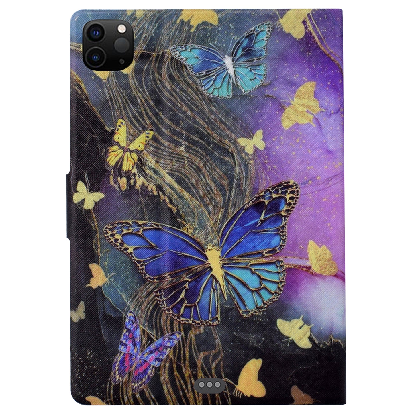 For iPad Pro 11 (2018) / (2020) / iPad Air (2020) / (2022) Case PU Leather Pattern Folio Smart Tablet Cover - Golden Butterflies