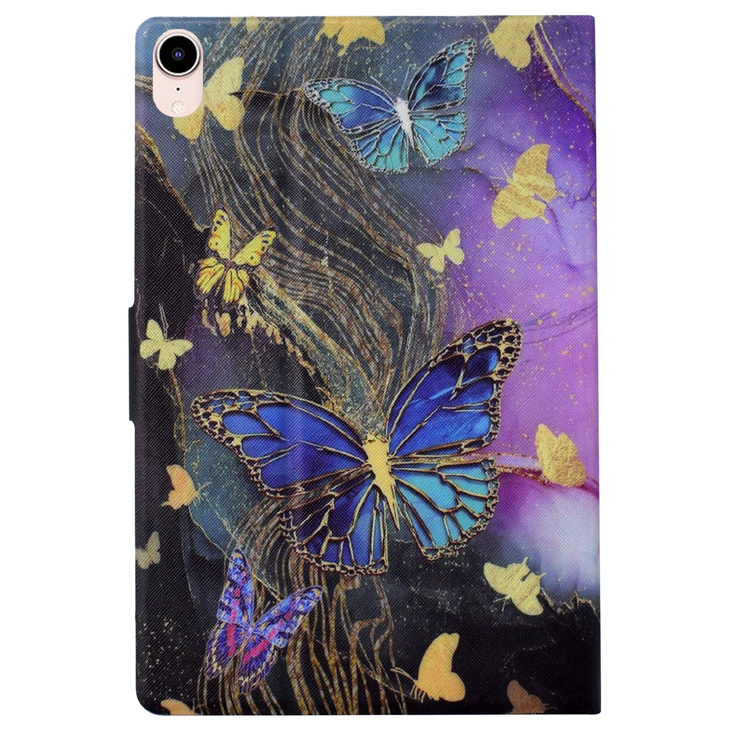 For iPad mini (2021) Case PU Leather Card Slots Tablet Cover with Auto Wake / Sleep - Golden Butterflies