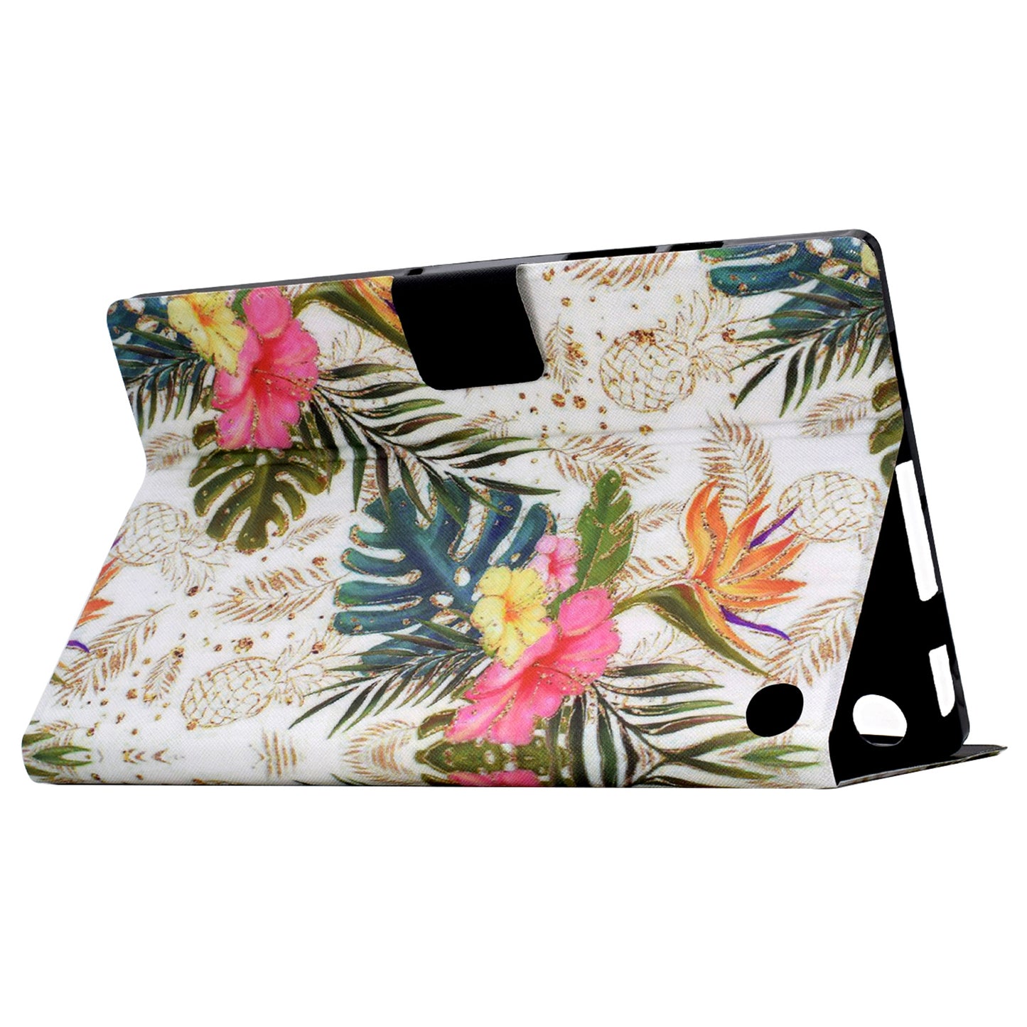 For Amazon Fire 7 (2022) PU Leather E-Reader Case Pattern Printing Stand Cover - Golden Pineapple