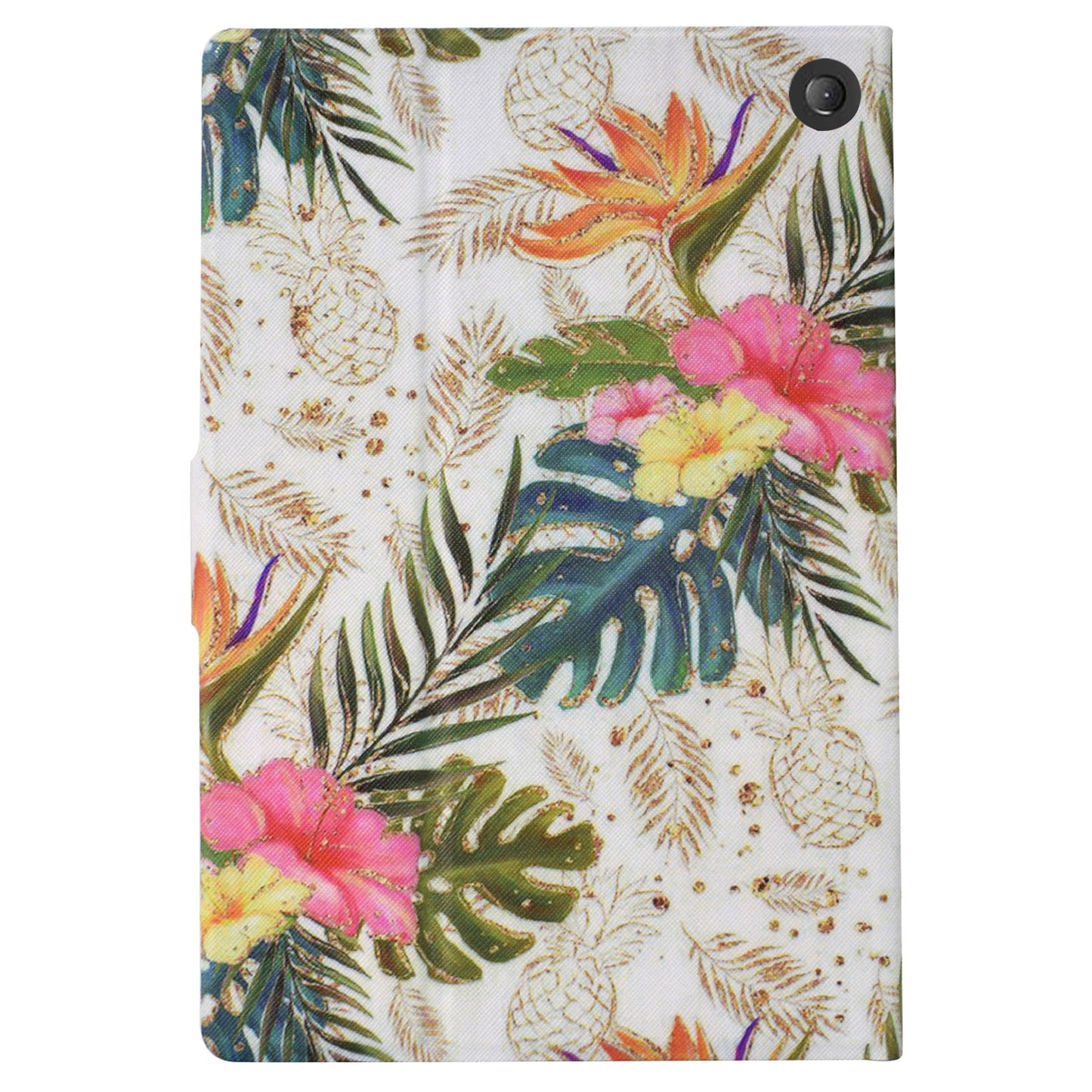 For Amazon Fire 7 (2022) PU Leather E-Reader Case Pattern Printing Stand Cover - Golden Pineapple