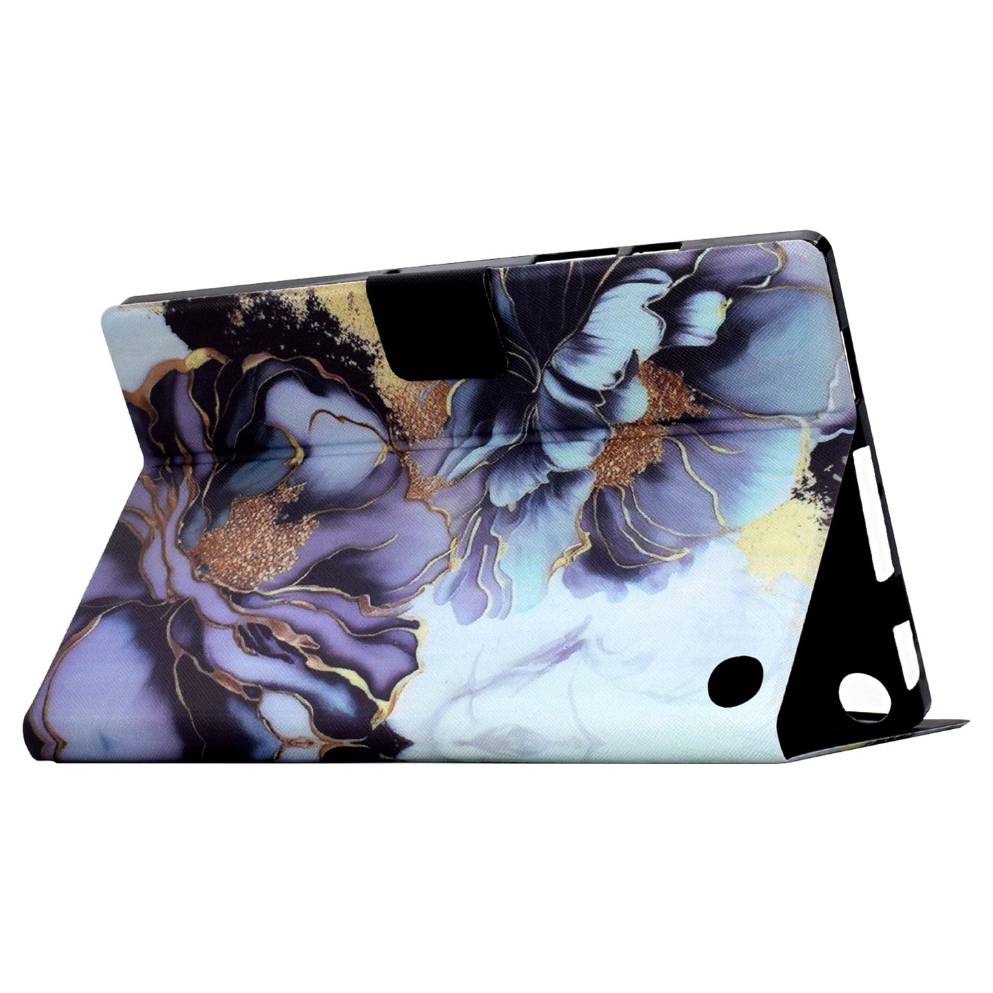 For Amazon Fire 7 (2022) PU Leather E-Reader Case Pattern Printing Stand Cover - Peony Flower