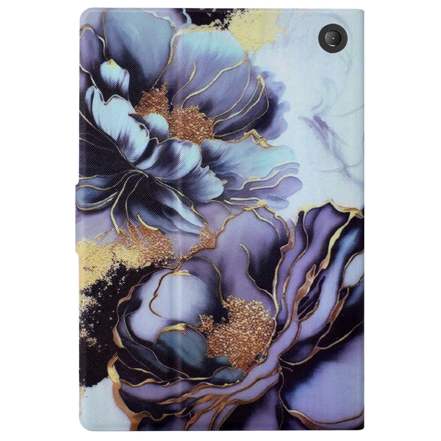 For Amazon Fire 7 (2022) PU Leather E-Reader Case Pattern Printing Stand Cover - Peony Flower