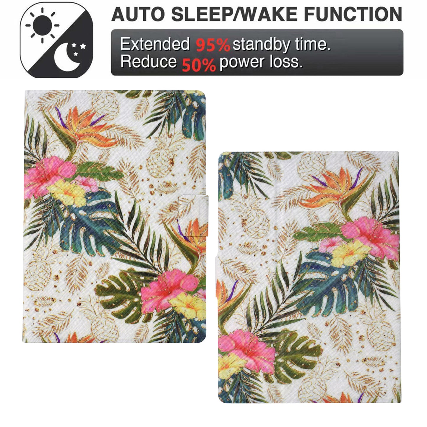 For Amazon Kindle Paperwhite (2021) Case Card Slot Pattern Printing Leather E-Reader Cover - Golden Pineapple