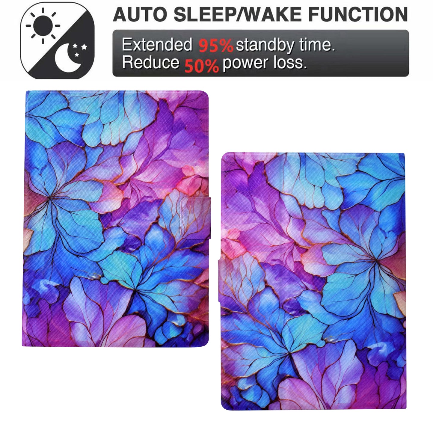 For Amazon Kindle Paperwhite (2021) Case Card Slot Pattern Printing Leather E-Reader Cover - Petal