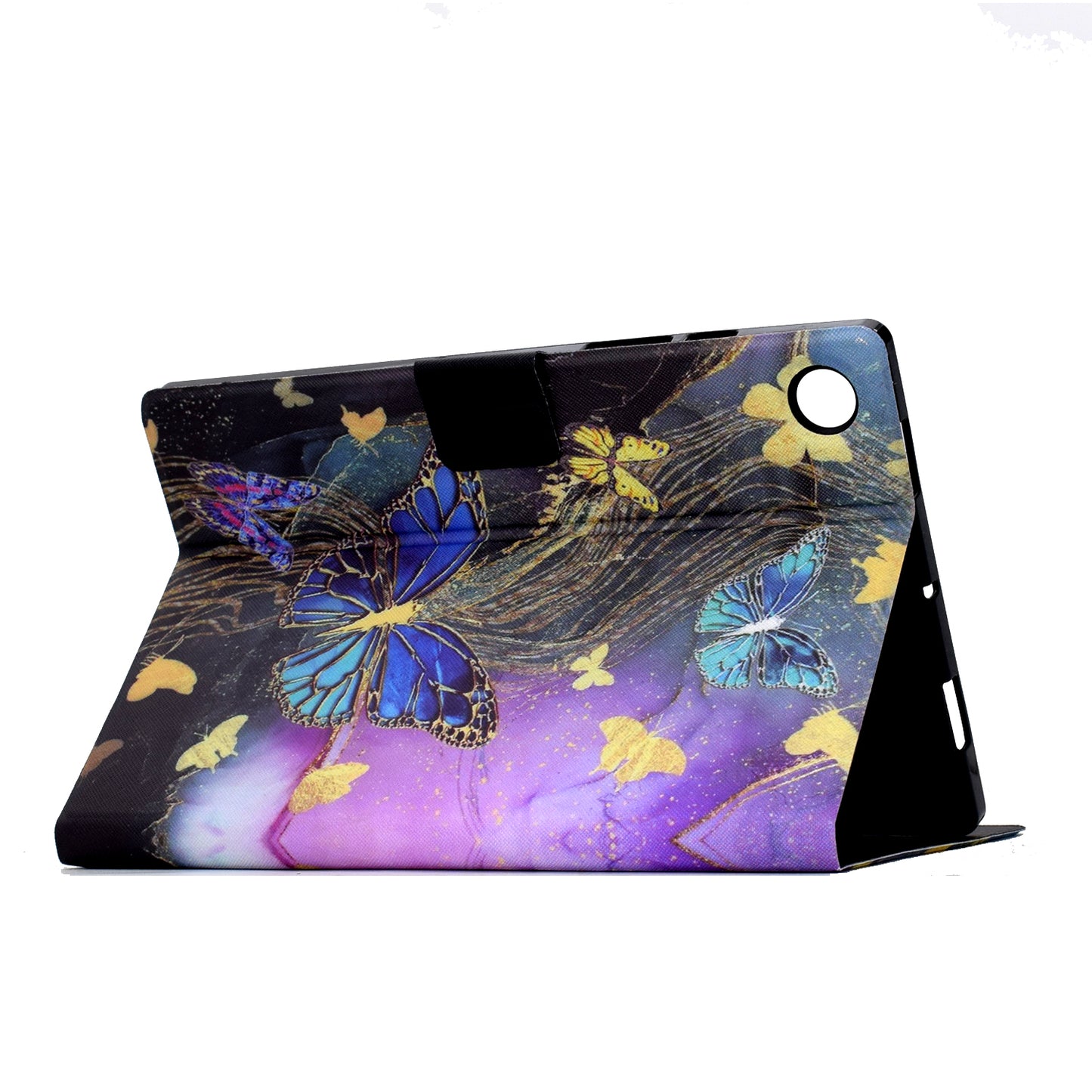 For Samsung Galaxy Tab A9 Case PU Leather Pattern Folding Stand Protective Tablet Cover - Golden Butterflies