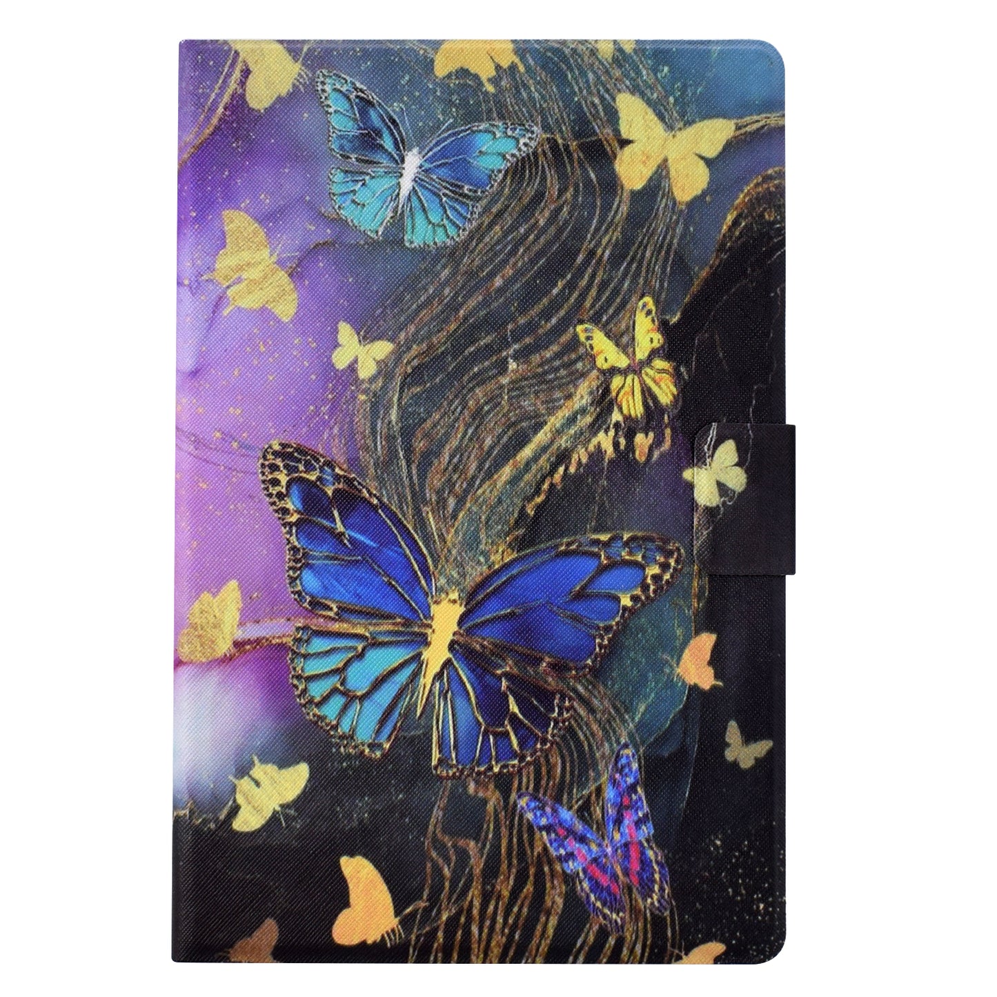 For Samsung Galaxy Tab A9 Case PU Leather Pattern Folding Stand Protective Tablet Cover - Golden Butterflies