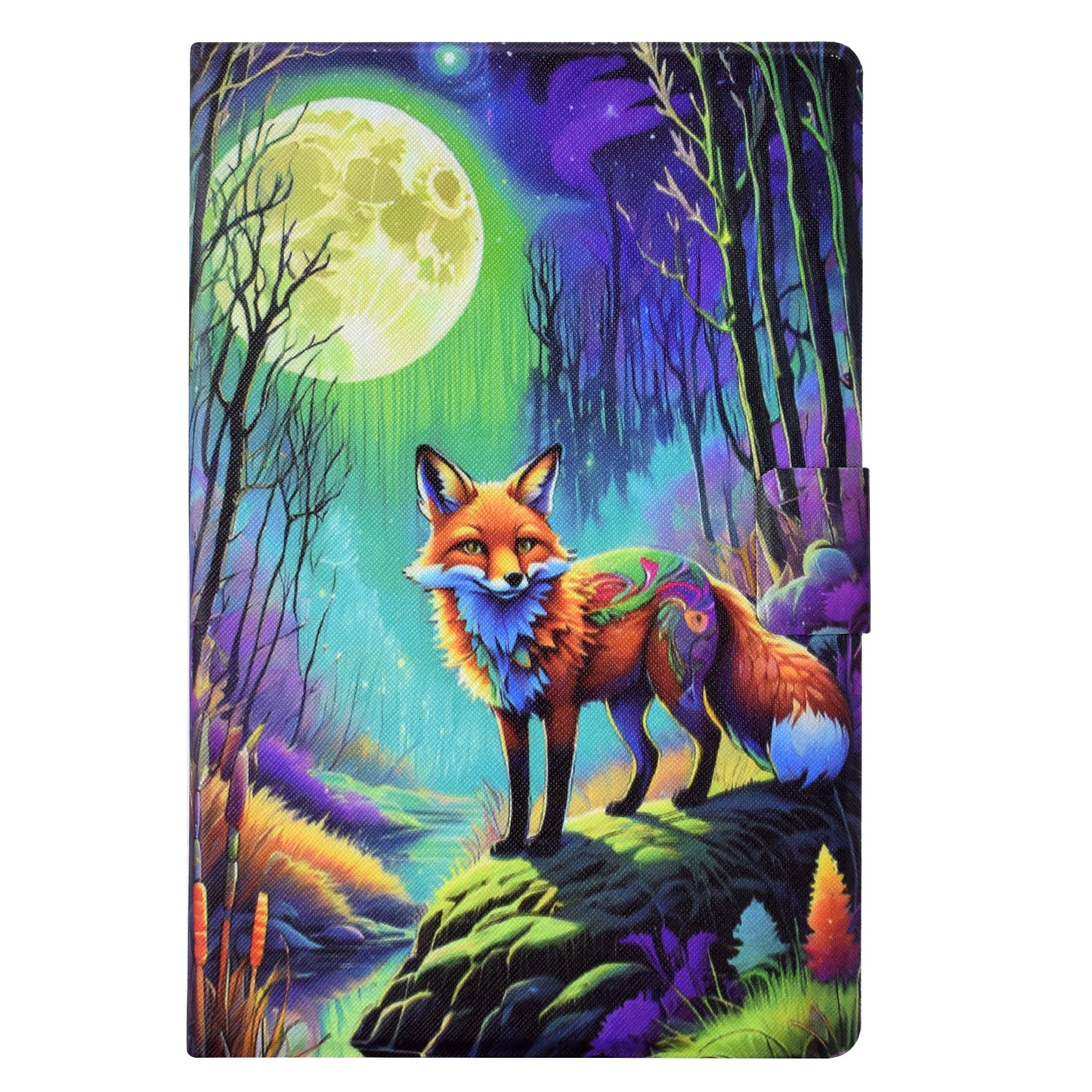 For Samsung Galaxy Tab A9 Case PU Leather Pattern Folding Stand Protective Tablet Cover - Moonlight Fox