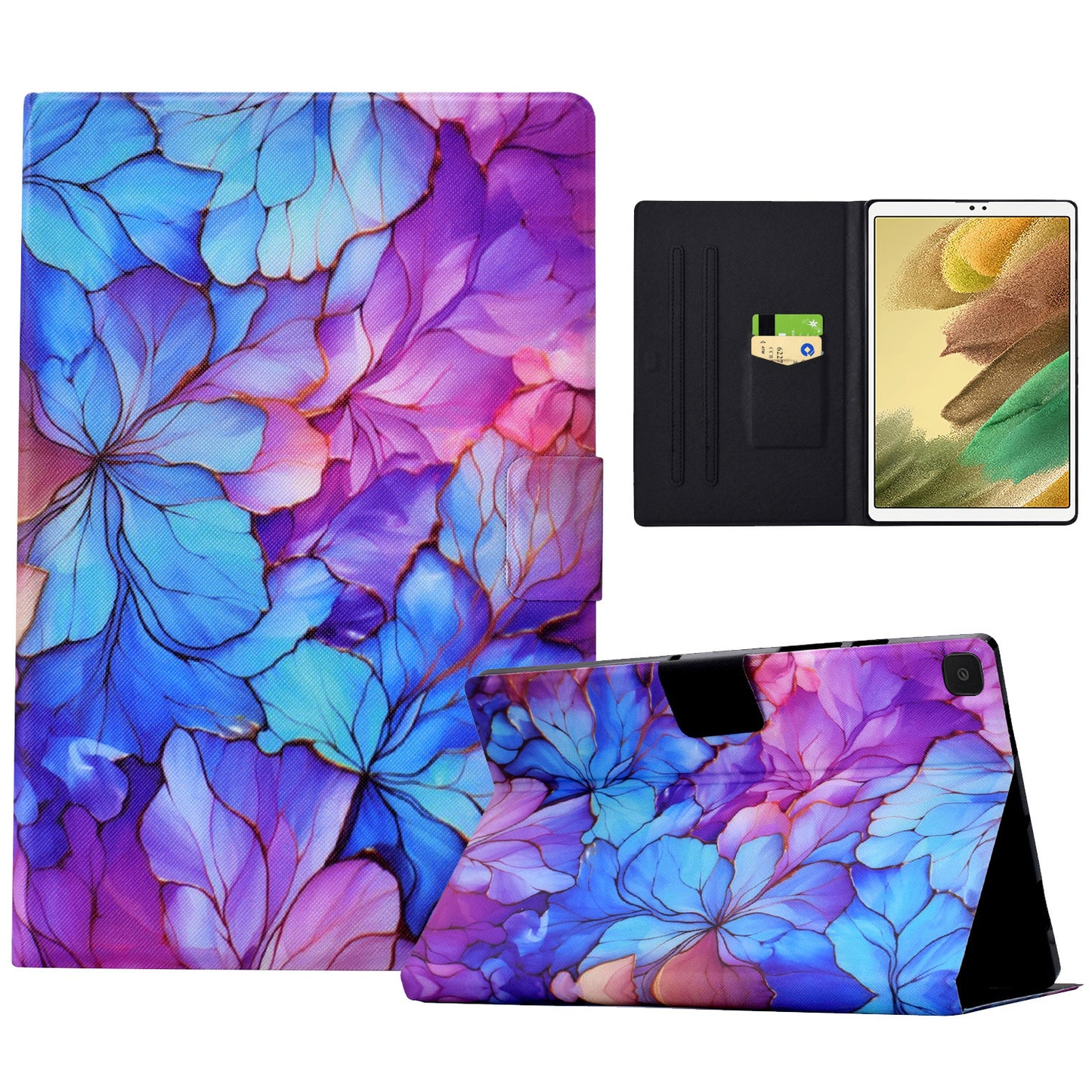 For Samsung Galaxy Tab A7 Lite 8.7-inch T220 / T225 Tablet Case Pattern Printing Card Slot Leather Cover - Petal
