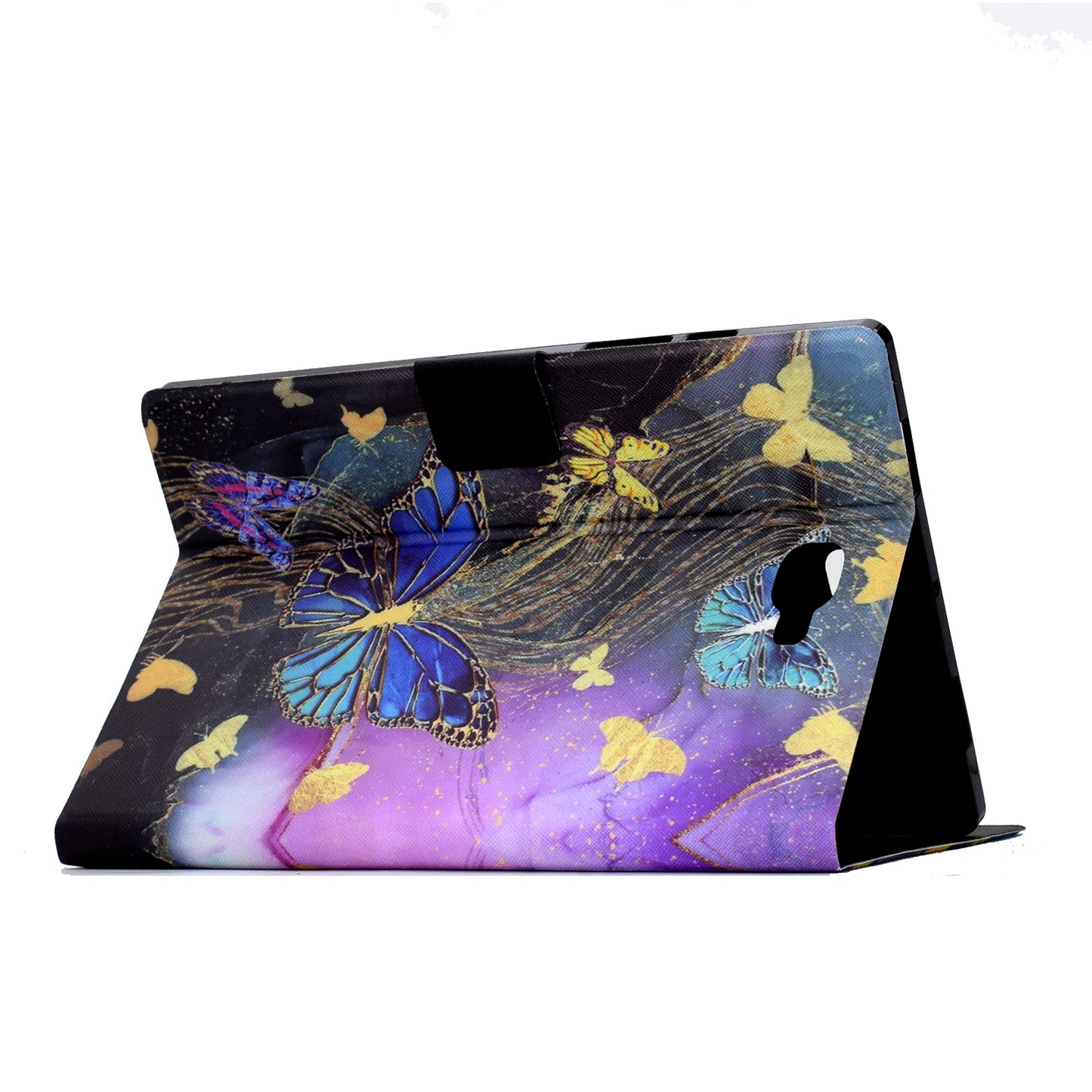 For Samsung Galaxy Tab A 10.1 (2016) T580 T585 Leather Case Card Holder Pattern Tablet Cover - Golden Butterflies