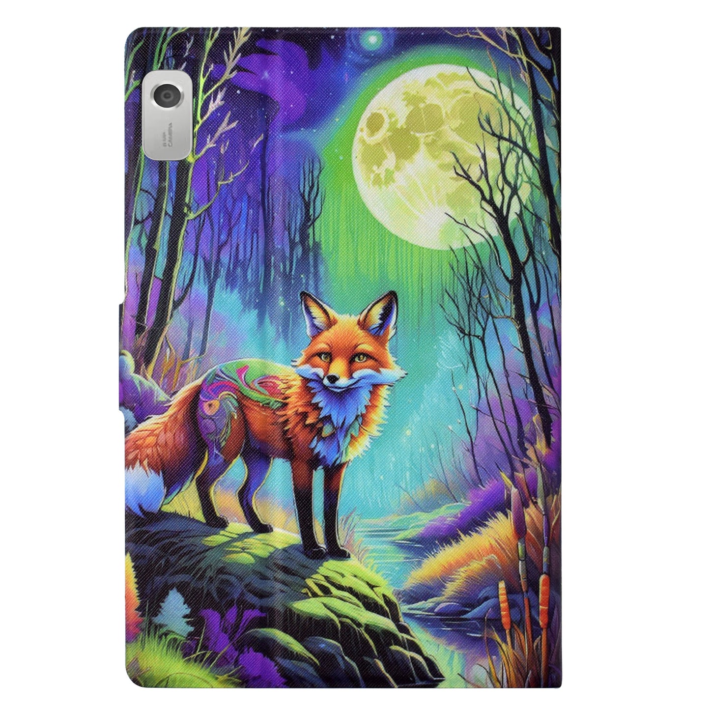For Lenovo Tab M9 TB-310FU Case Pattern Anti-Collision Leather Shell with Auto Wake / Sleep Function - Moonlight Fox