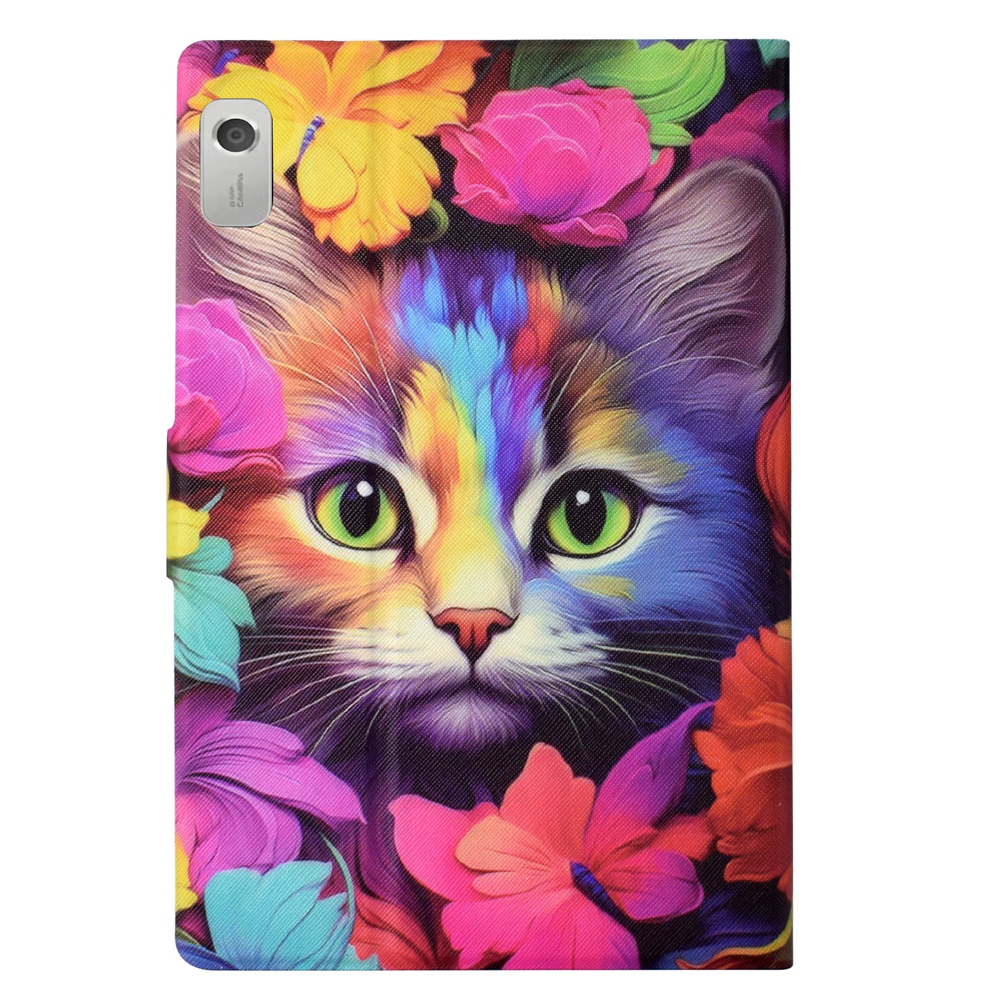 For Lenovo Tab M9 TB-310FU Case Pattern Anti-Collision Leather Shell with Auto Wake / Sleep Function - Rose Cat