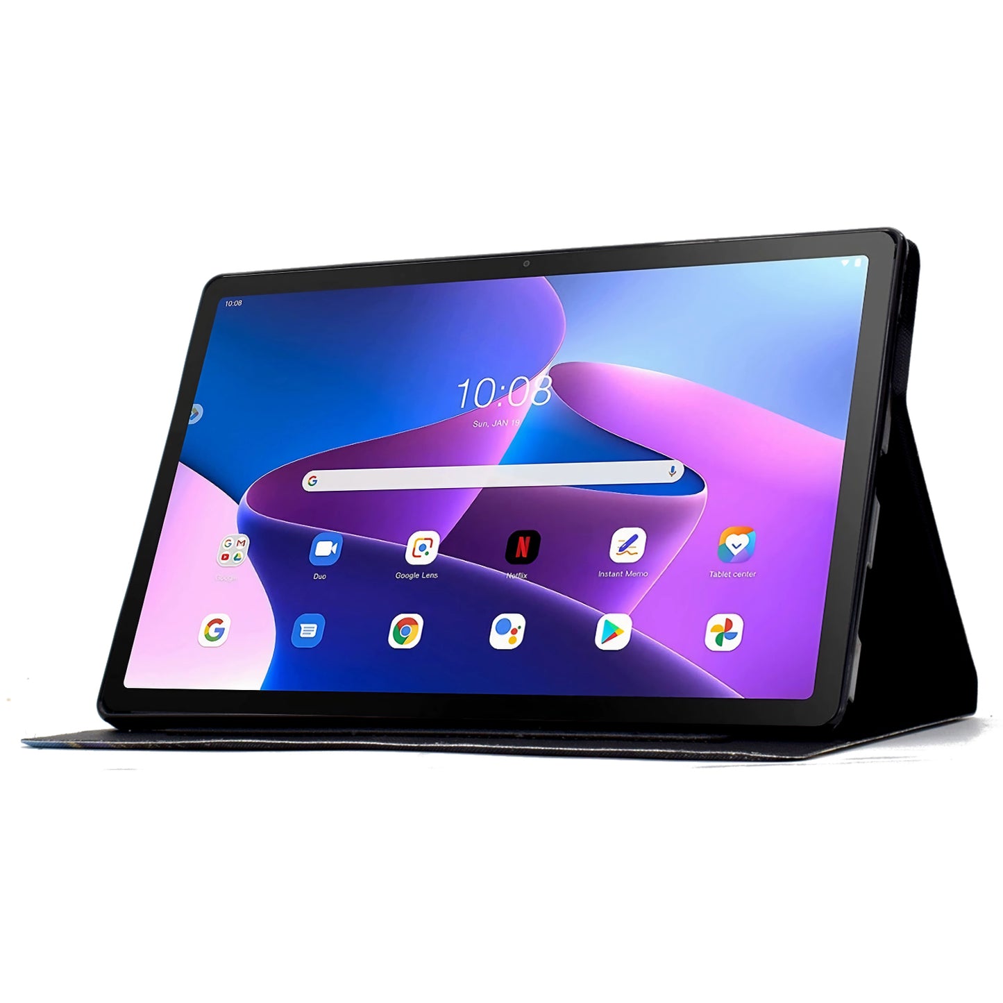 For Lenovo Tab M10 (Gen 3) Leather Tablet Case Pattern Printing Card Slot Stand Cover - Petal