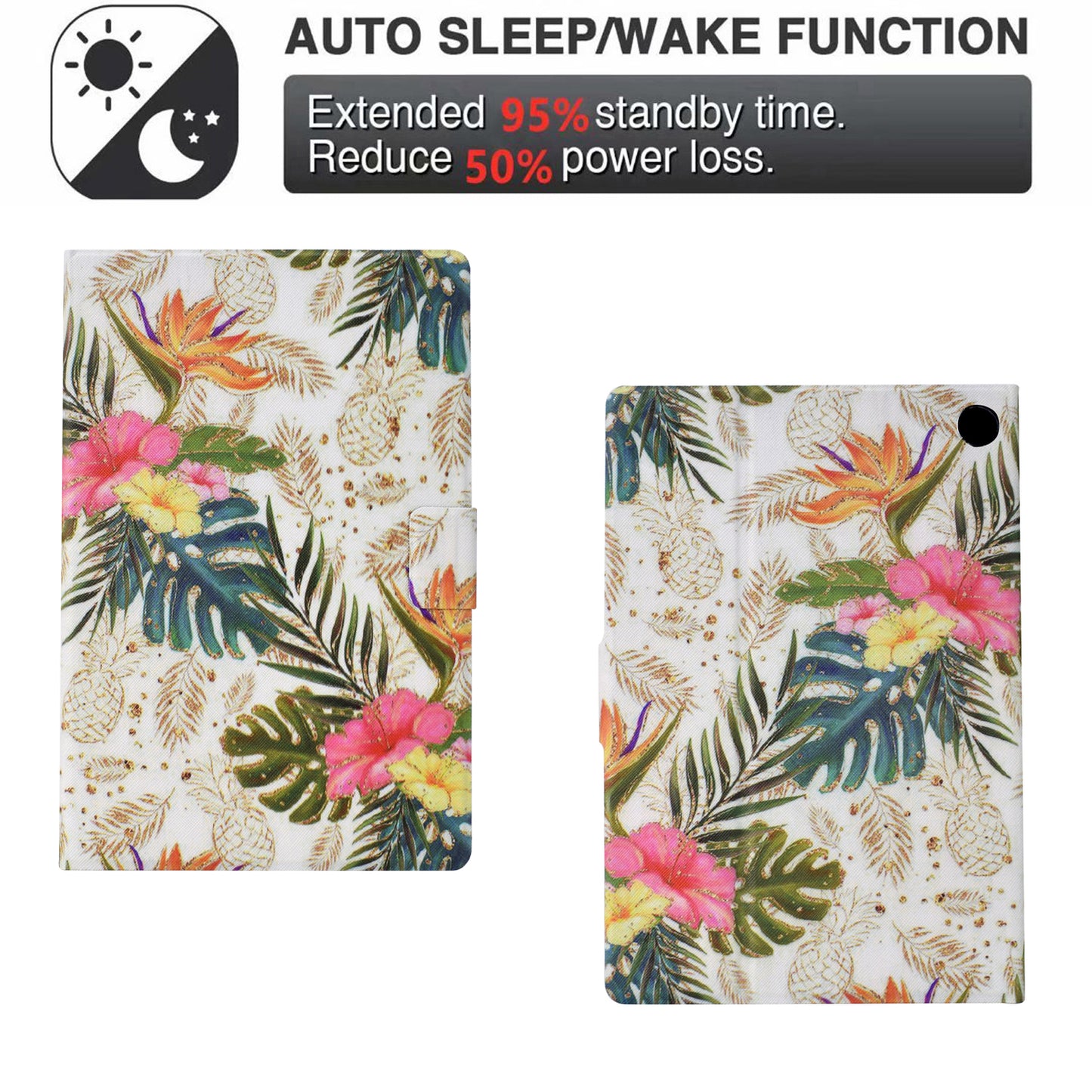 For Amazon Fire HD 10 (2021) / (2023) / Fire HD 10 Plus (2021) / (2023) Case Stand Pattern PU Leather Pattern Tablet Cover - Golden Pineapple