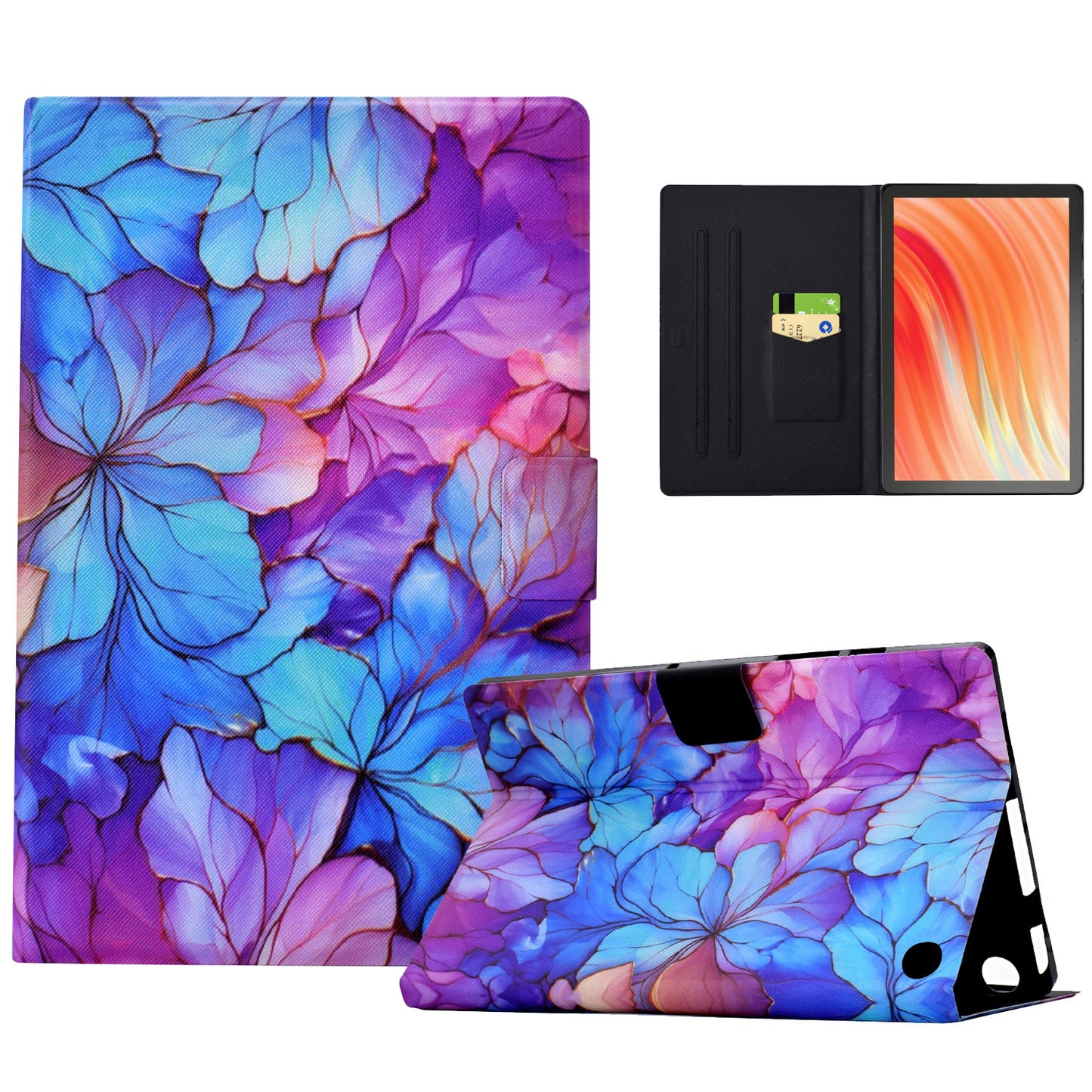 For Amazon Fire HD 10 (2021) / (2023) / Fire HD 10 Plus (2021) / (2023) Case Stand Pattern PU Leather Pattern Tablet Cover - Petal