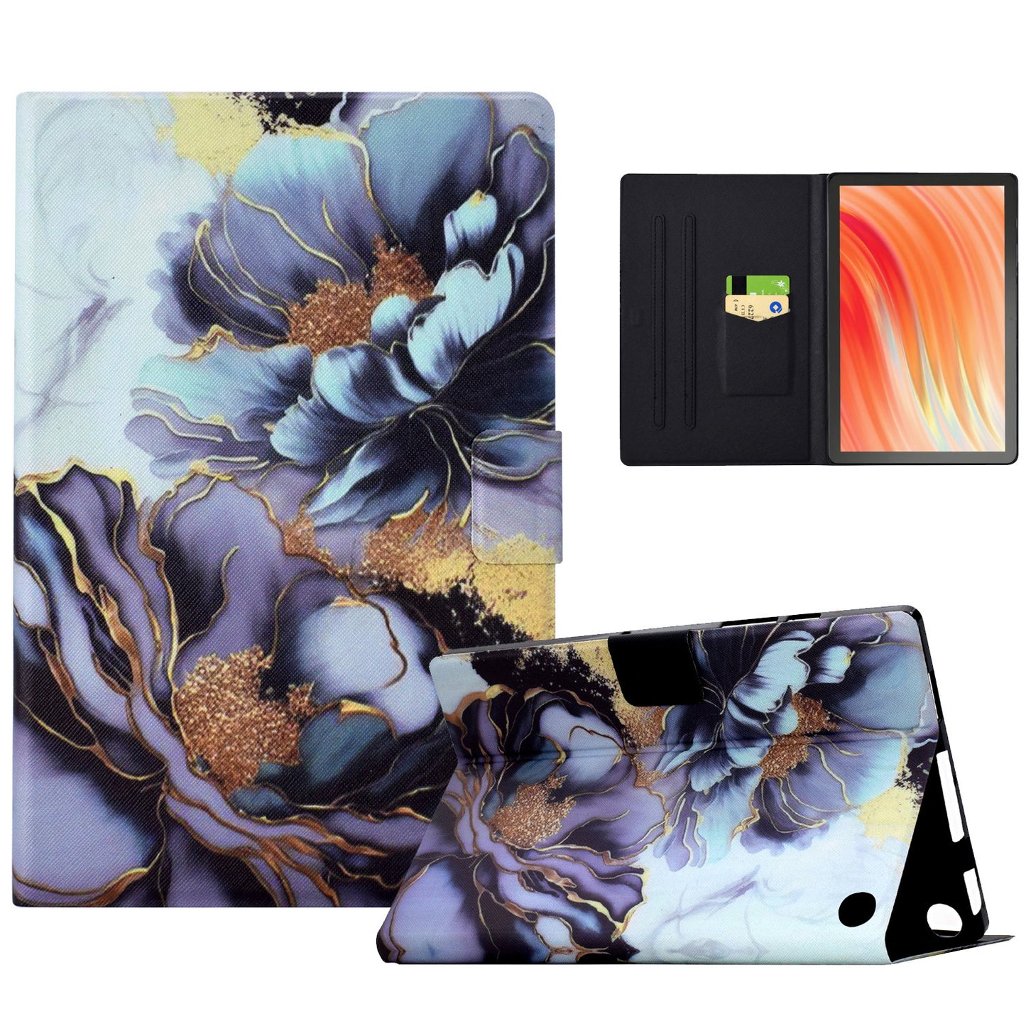 For Amazon Fire HD 10 (2021) / (2023) / Fire HD 10 Plus (2021) / (2023) Case Stand Pattern PU Leather Pattern Tablet Cover - Peony Flower