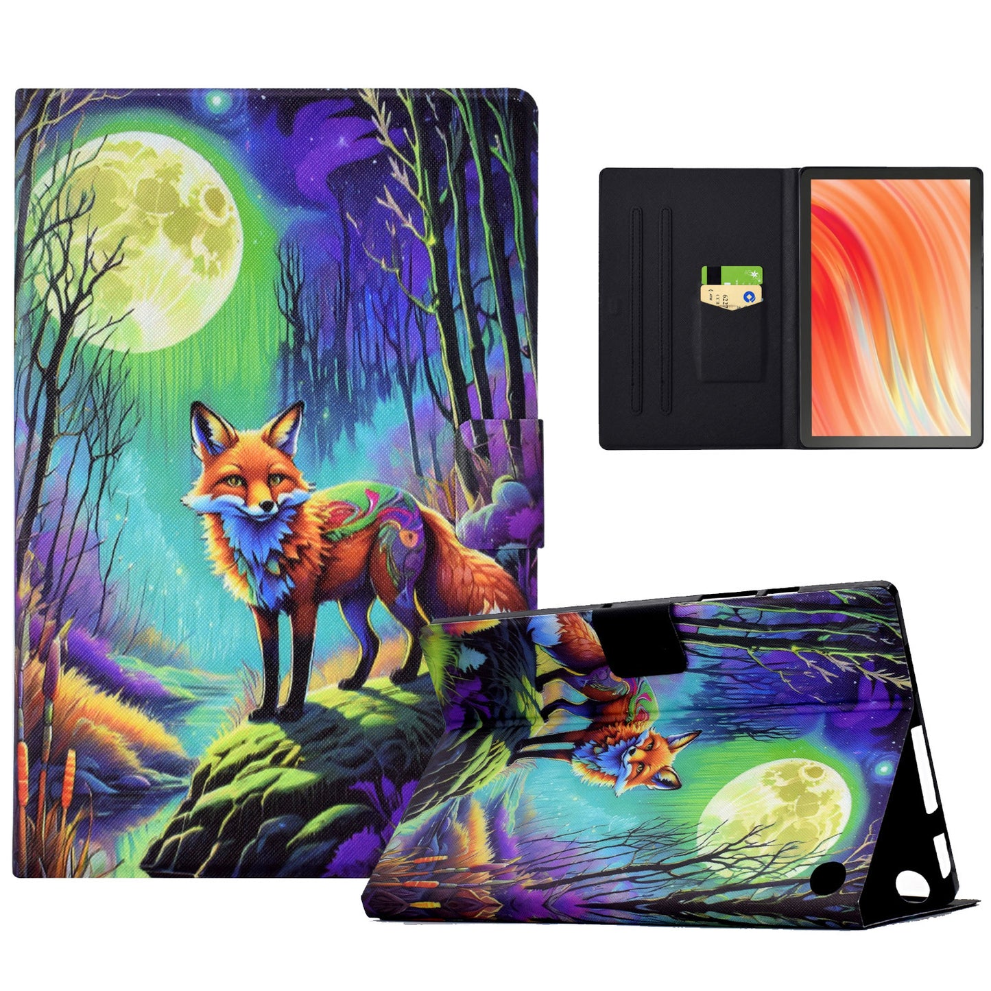 For Amazon Fire HD 10 (2021) / (2023) / Fire HD 10 Plus (2021) / (2023) Case Stand Pattern PU Leather Pattern Tablet Cover - Moonlight Fox