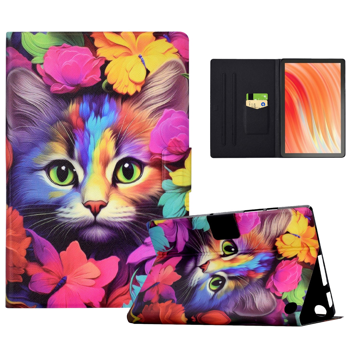For Amazon Fire HD 10 (2021) / (2023) / Fire HD 10 Plus (2021) / (2023) Case Stand Pattern PU Leather Pattern Tablet Cover - Rose Cat