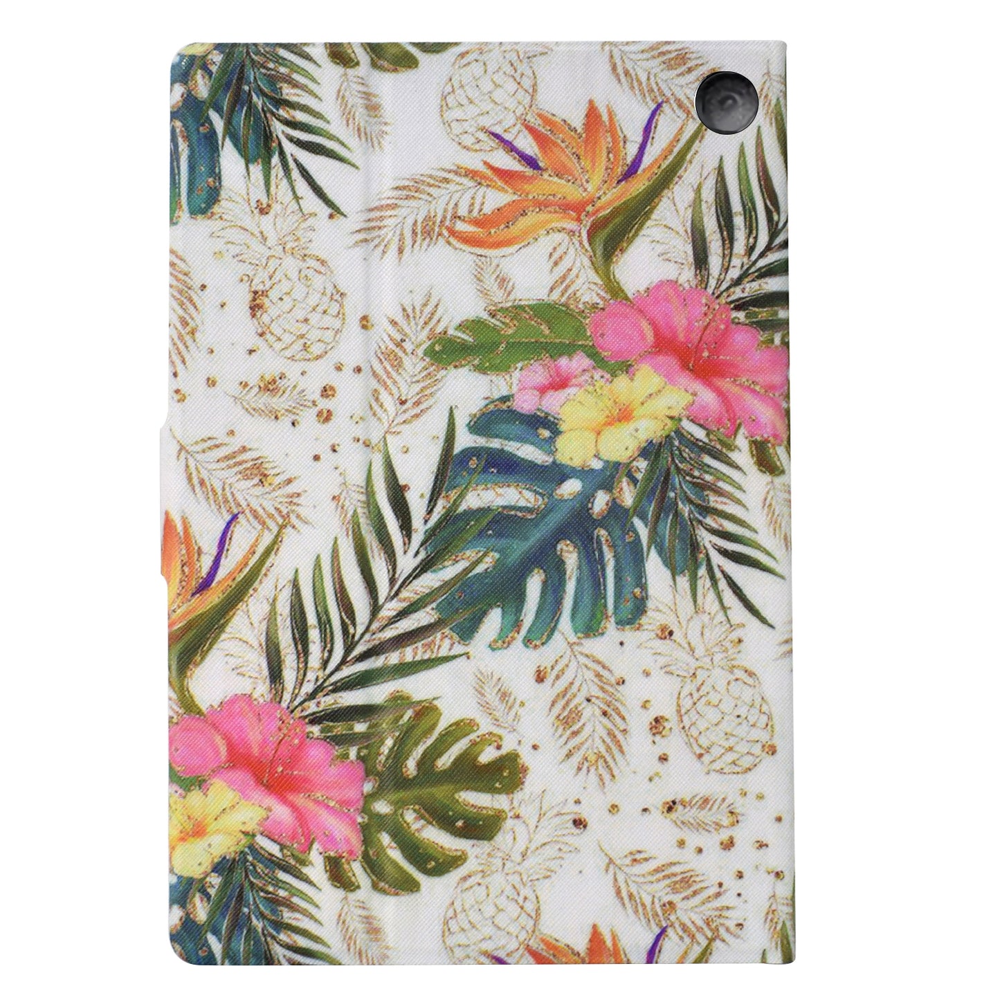 For Amazon Fire HD 8 (2020) / (2022) Case Pattern Printing Card Slots Leather E-Reader Cover - Golden Pineapple