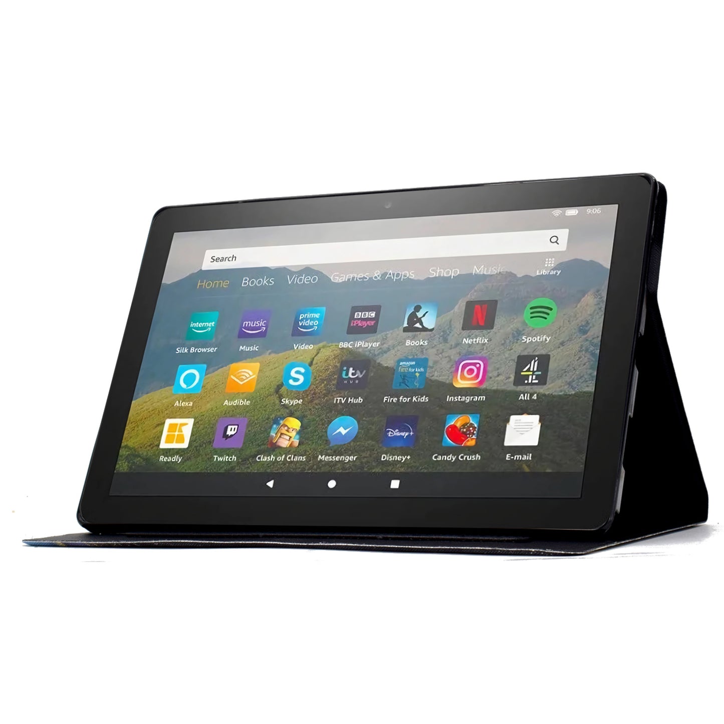 For Amazon Fire HD 8 (2020) / (2022) Case Pattern Printing Card Slots Leather E-Reader Cover - Petal