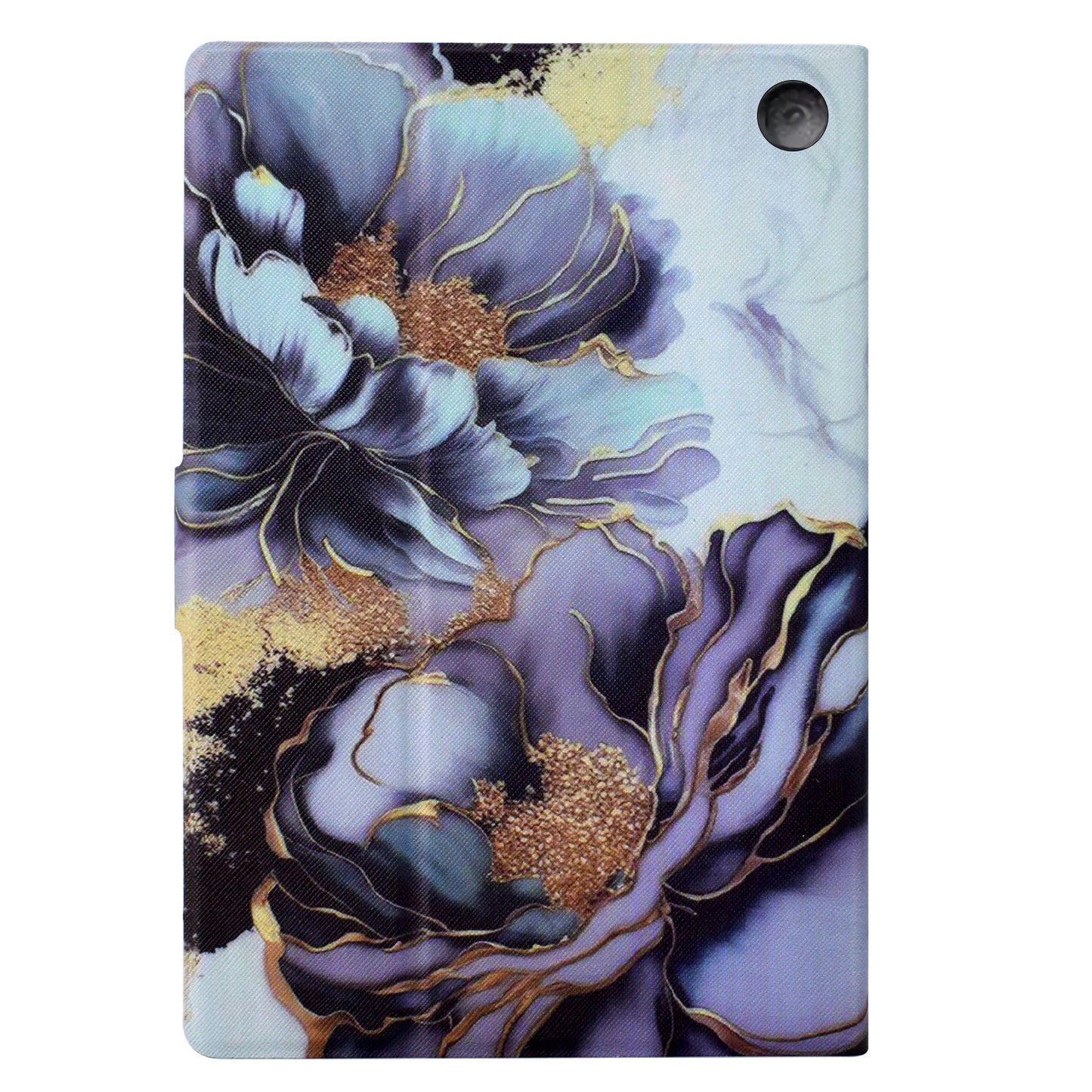 For Amazon Fire HD 8 (2020) / (2022) Case Pattern Printing Card Slots Leather E-Reader Cover - Peony Flower