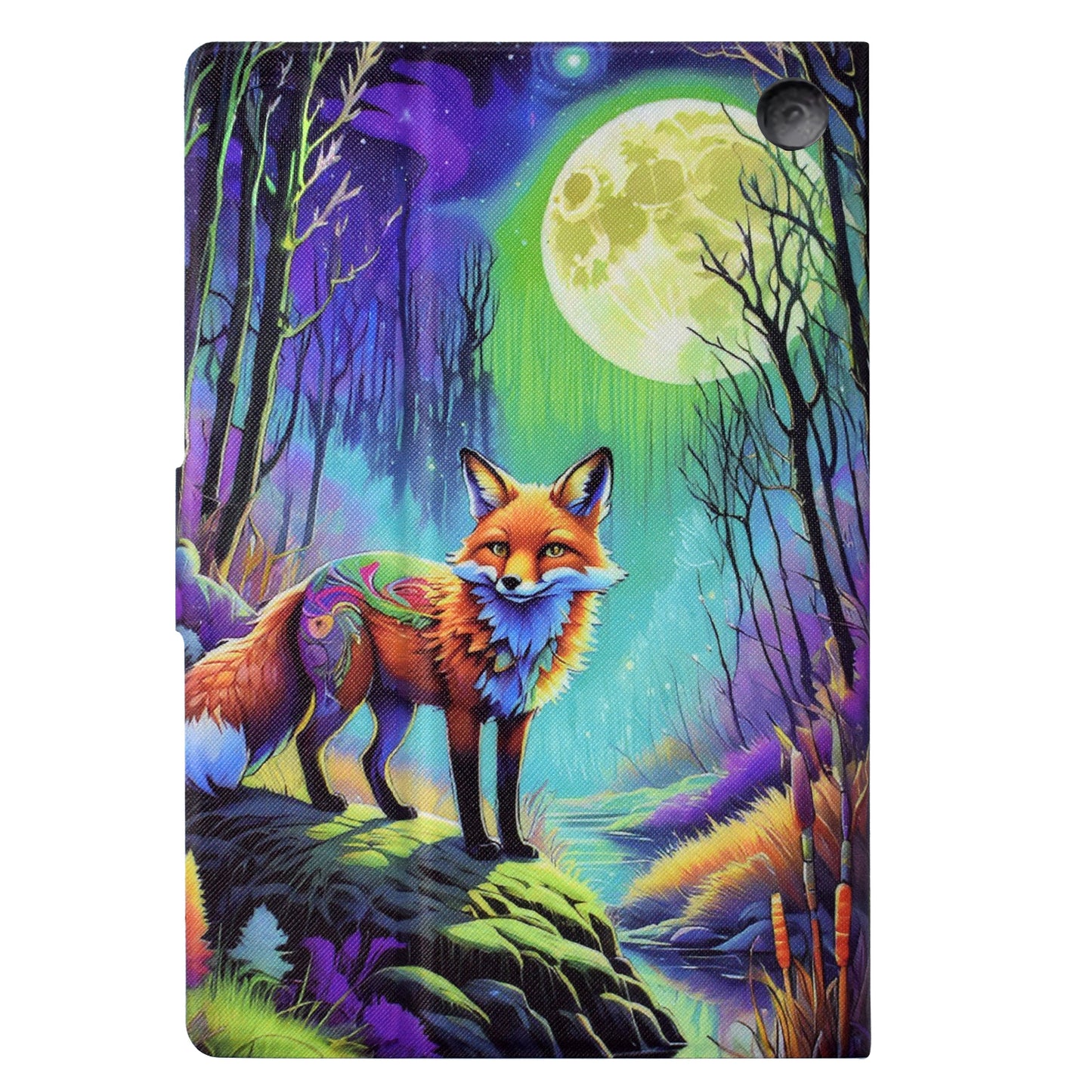 For Amazon Fire HD 8 (2020) / (2022) Case Pattern Printing Card Slots Leather E-Reader Cover - Moonlight Fox