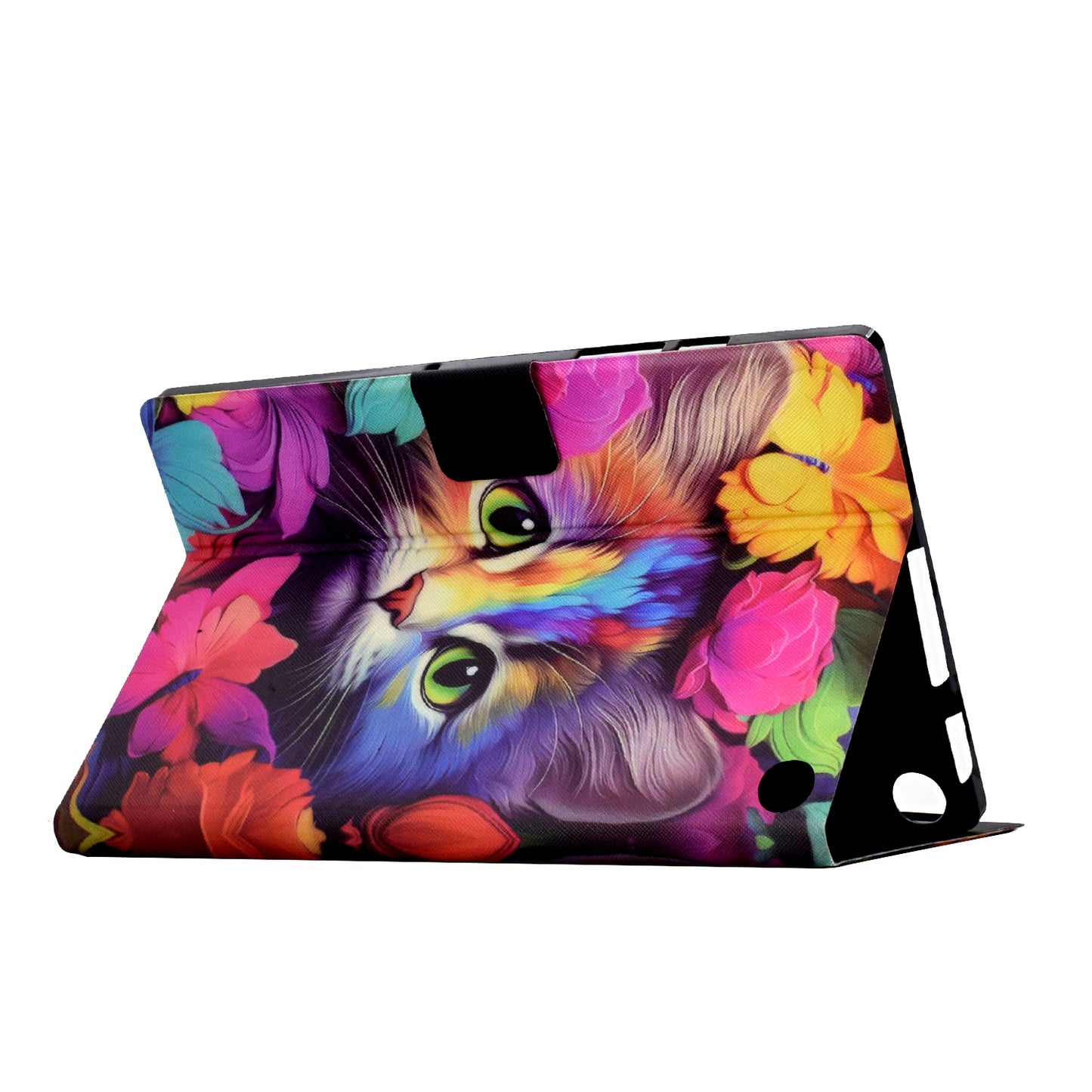 For Amazon Fire HD 8 (2020) / (2022) Case Pattern Printing Card Slots Leather E-Reader Cover - Rose Cat