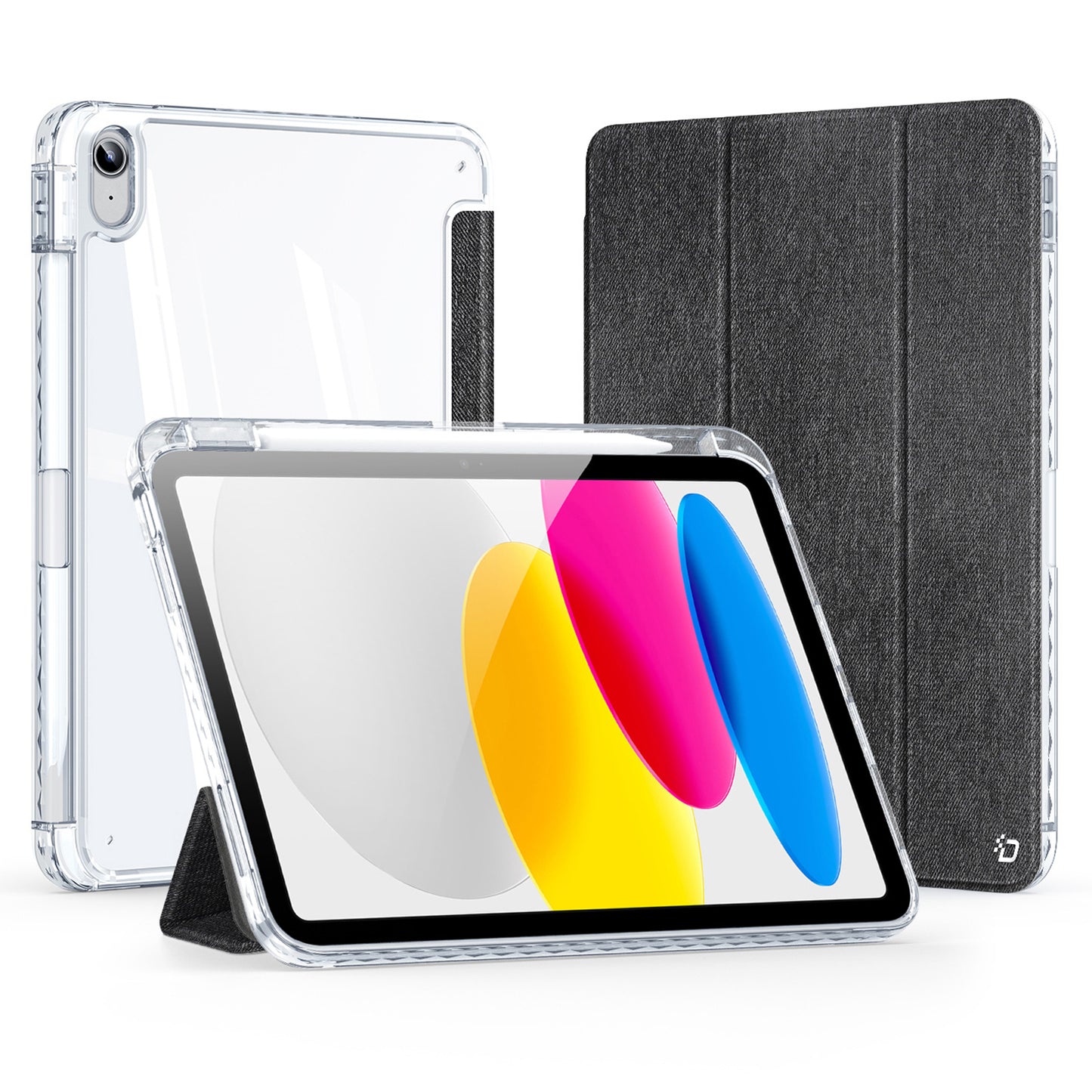 DUX DUCIS Unid Series For iPad 10.9 (2022) Tablet Case Clear Auto Wake / Sleep TPU+PC+Leather Shell - Black