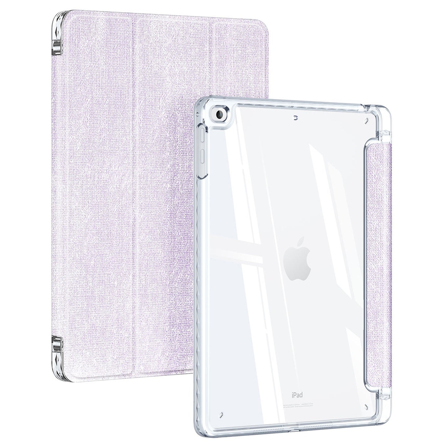 DUX DUCIS Unid Series For iPad 9.7-inch (2017) / (2018) / Air (2013) / Air 2 Case Auto Wake / Sleep PU Leather Clear Back Tablet Cover - Light Purple