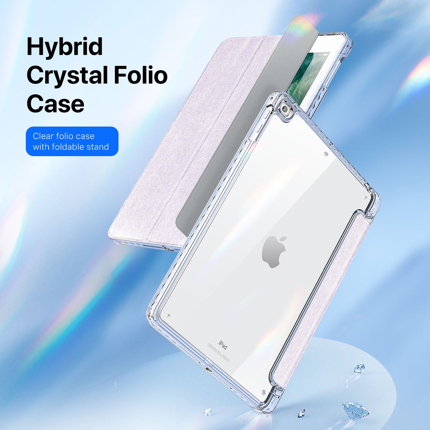 DUX DUCIS Unid Series For iPad 9.7-inch (2017) / (2018) / Air (2013) / Air 2 Case Auto Wake / Sleep PU Leather Clear Back Tablet Cover - Light Purple