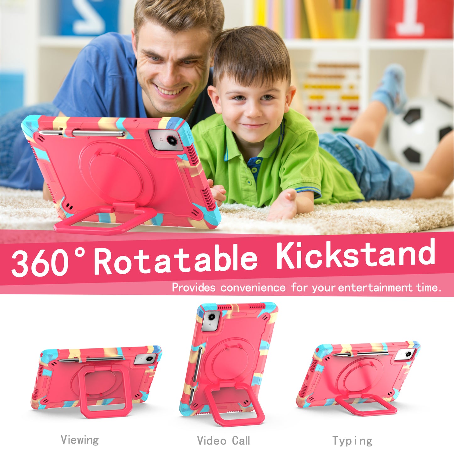 For Lenovo Tab M11 / Xiaoxin Pad 11 2024 Case Protective Kickstand Tablet Cover with Shoulder Strap - Camo Ros