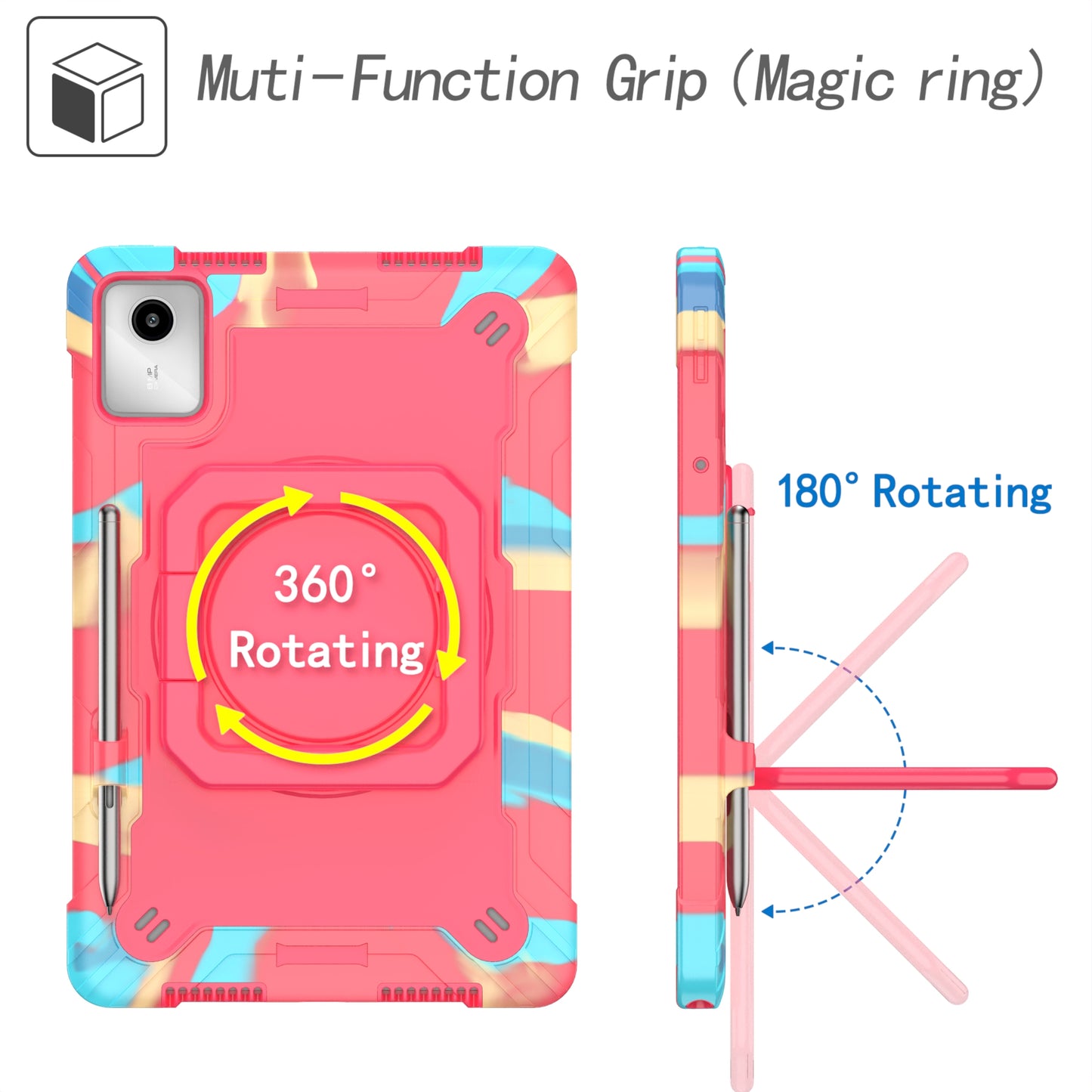 For Lenovo Tab M11 / Xiaoxin Pad 11 2024 Case Protective Kickstand Tablet Cover with Shoulder Strap - Camo Ros