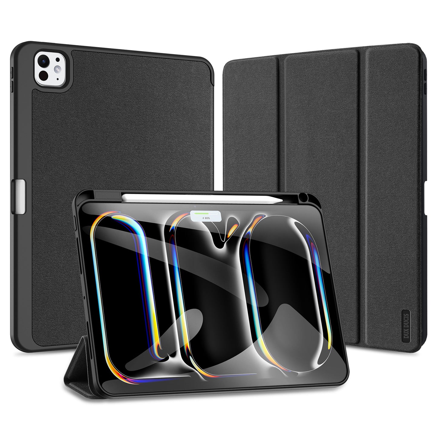 DUX DUCIS Domo Series for iPad Pro 11 (2024) Tablet Case Tri-fold Stand Leather Business Style Cover - Black