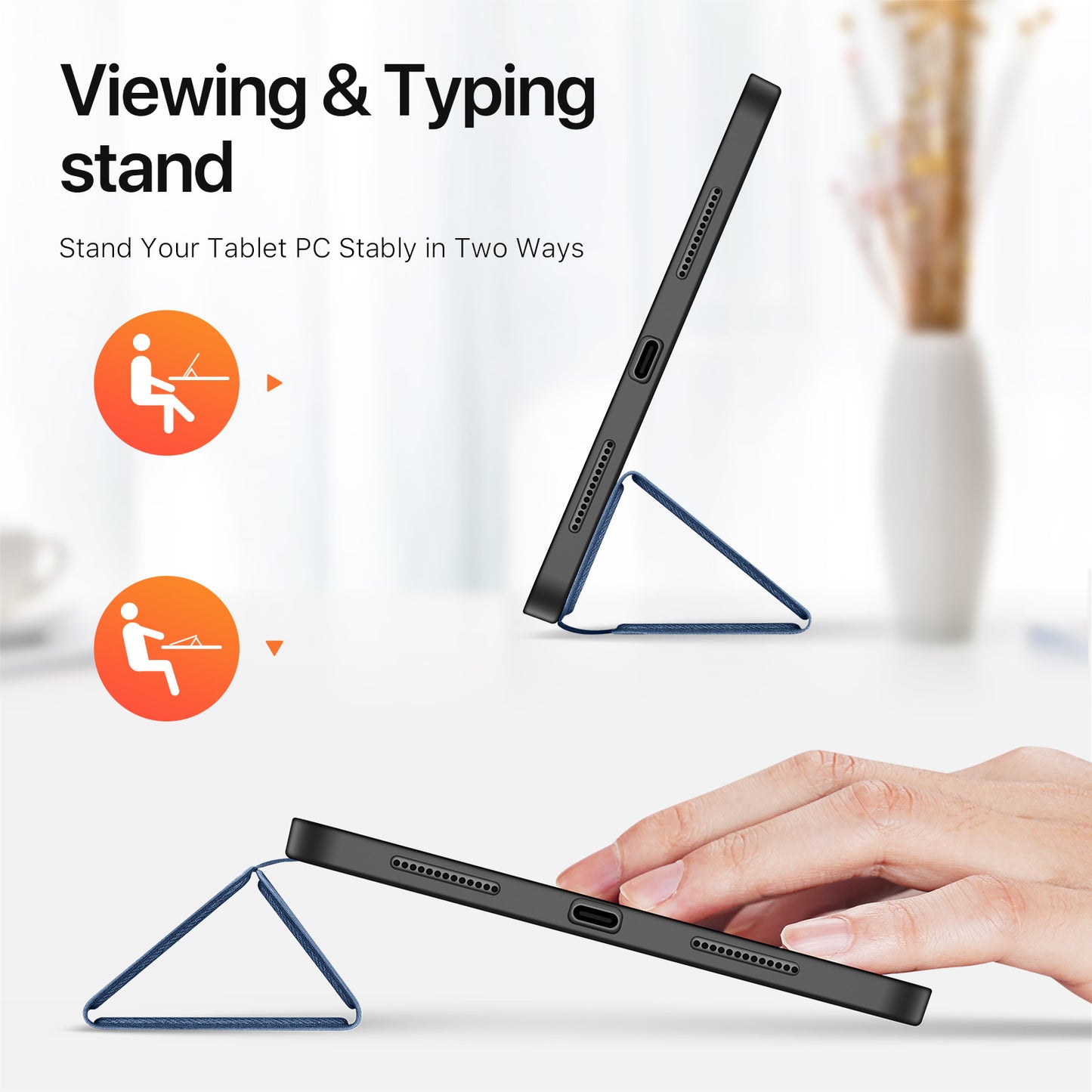 DUX DUCIS Domo Series for iPad Pro 11 (2024) Tablet Case Tri-fold Stand Leather Business Style Cover - Blue