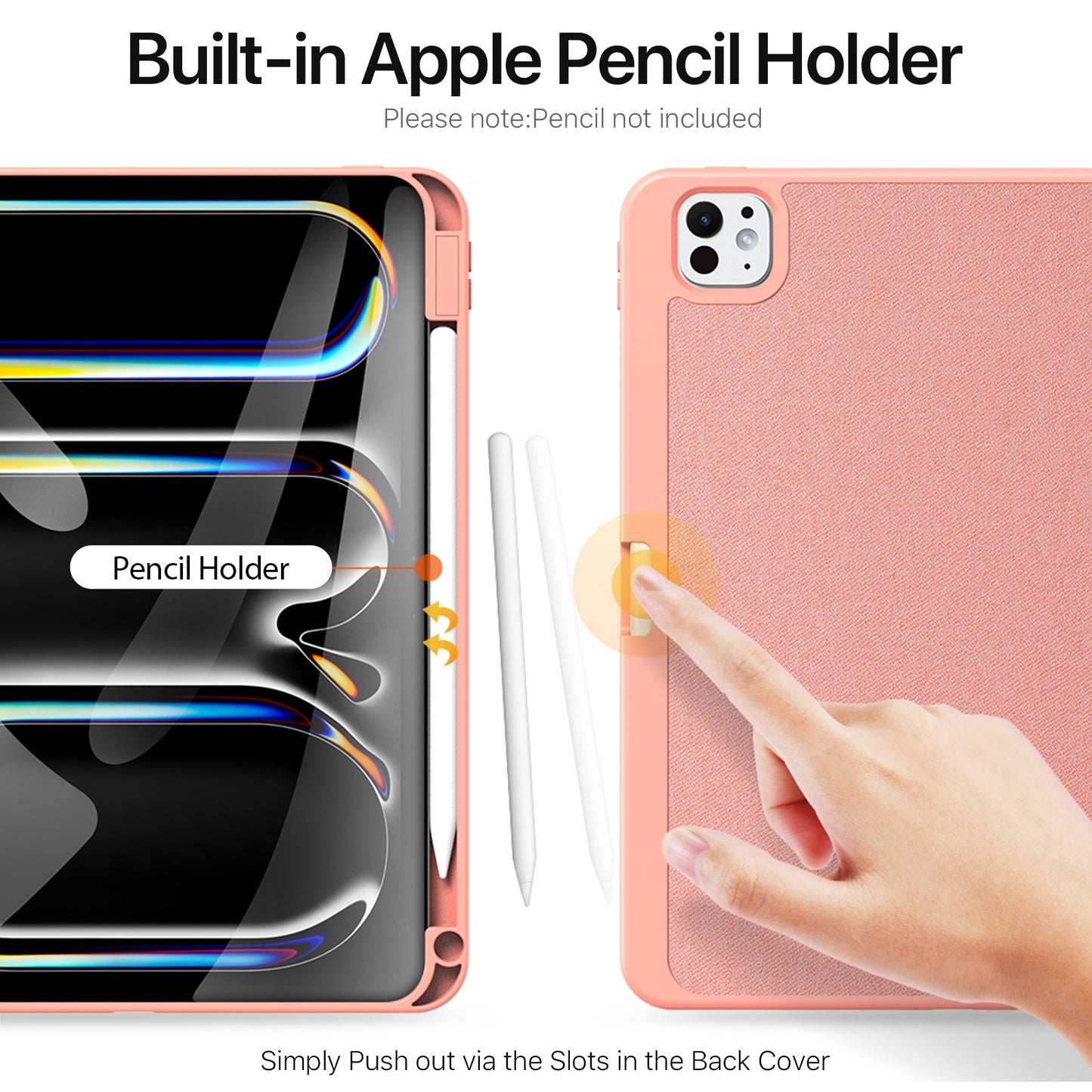 DUX DUCIS Domo Series for iPad Pro 11 (2024) Tablet Case Tri-fold Stand Leather Business Style Cover - Pink