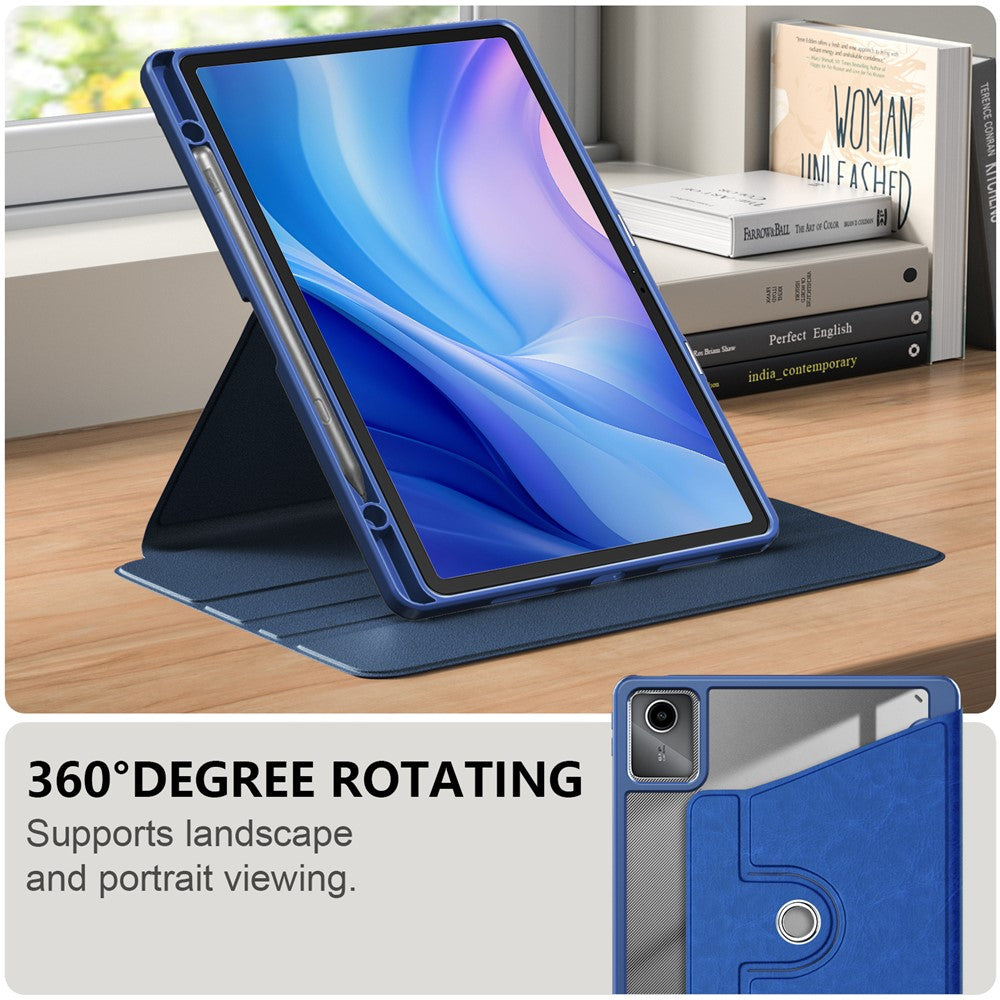 For Lenovo Tab M11 TB330 / Xiaoxin Pad 11 2024 Case Rotate Stand PU Leather+Acrylic+TPU Tablet Cover - Blue