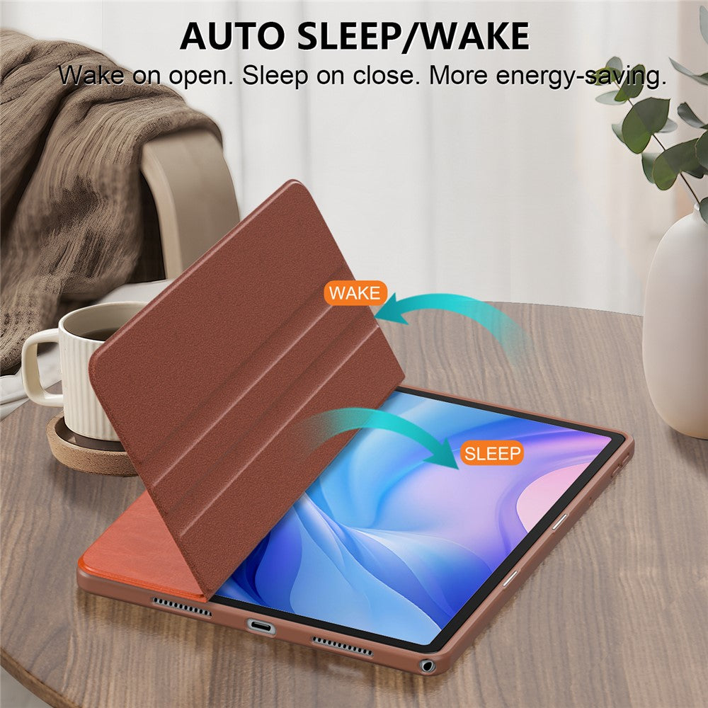 For Lenovo Tab M11 TB330 / Xiaoxin Pad 11 2024 Case Rotate Stand PU Leather+Acrylic+TPU Tablet Cover - Brown