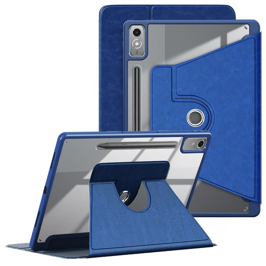 For Lenovo Tab P12 TB371FC Case Leather+Acrylic+TPU Stand Tablet Cover with Auto Wake / Sleep - Blue