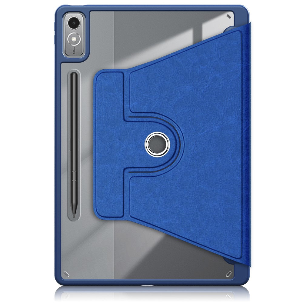For Lenovo Tab P12 TB371FC Case Leather+Acrylic+TPU Stand Tablet Cover with Auto Wake / Sleep - Blue